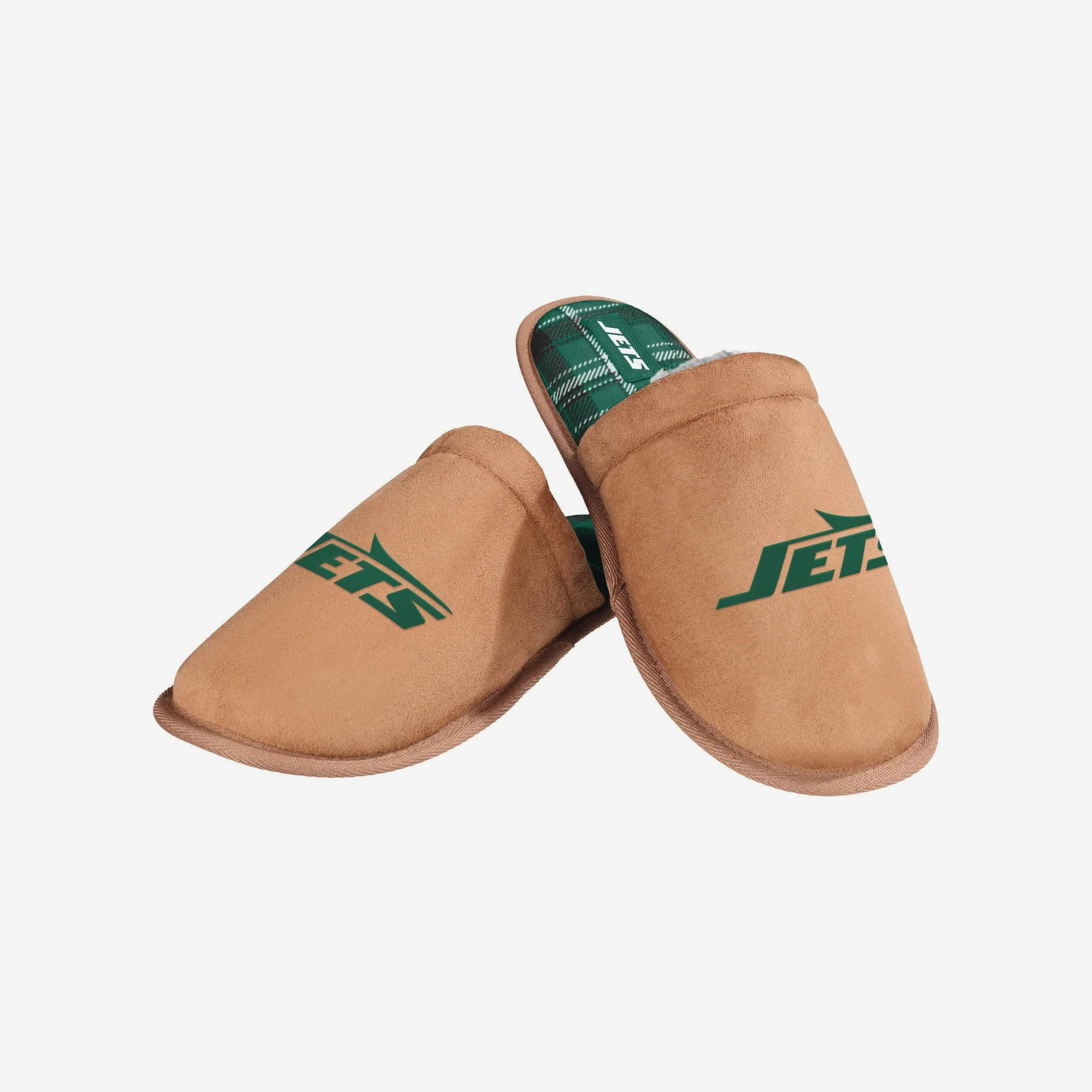 New York Jets Flannel Lined Brown Suede Scuff Slipper - Image 3
