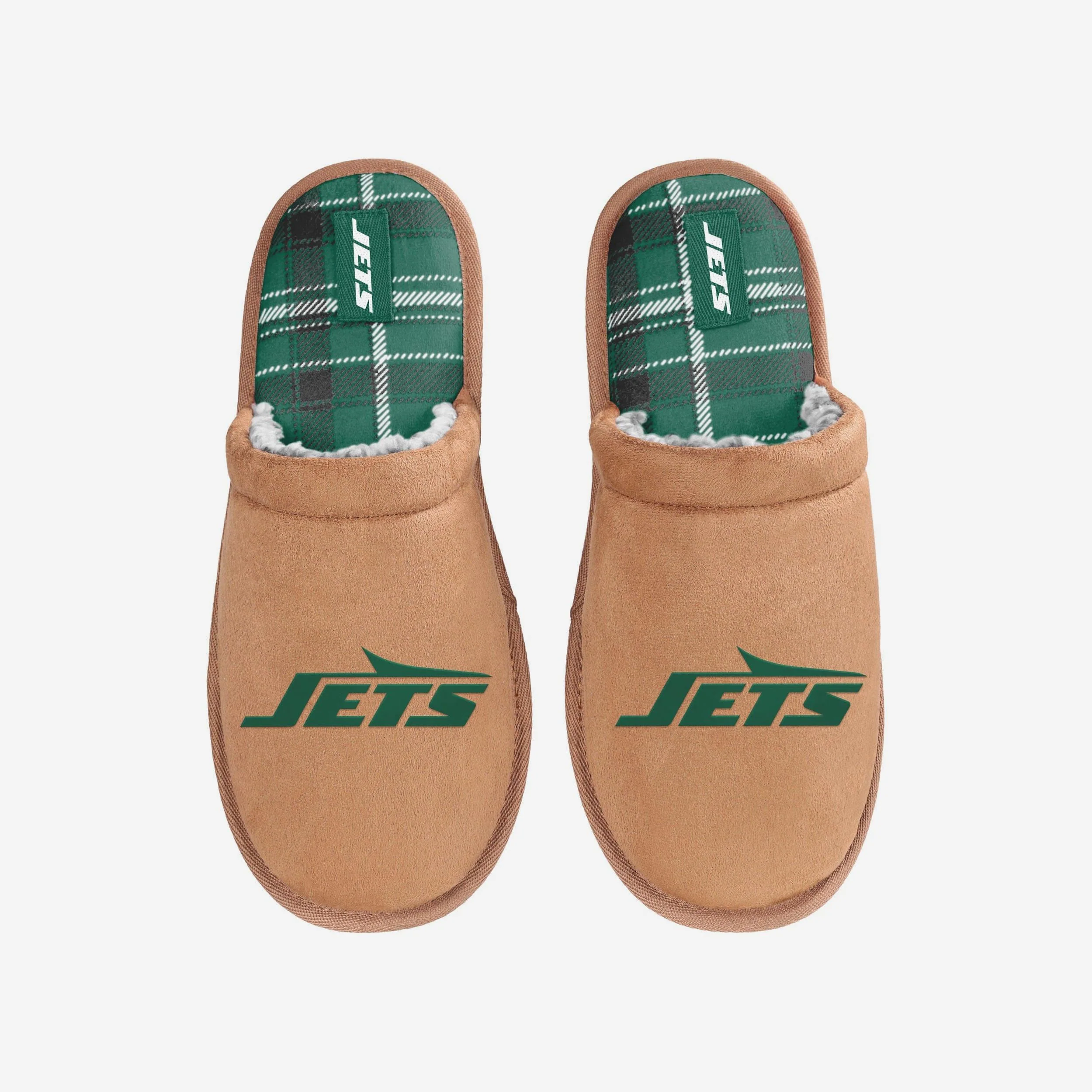 New York Jets Flannel Lined Brown Suede Scuff Slipper - Image 4