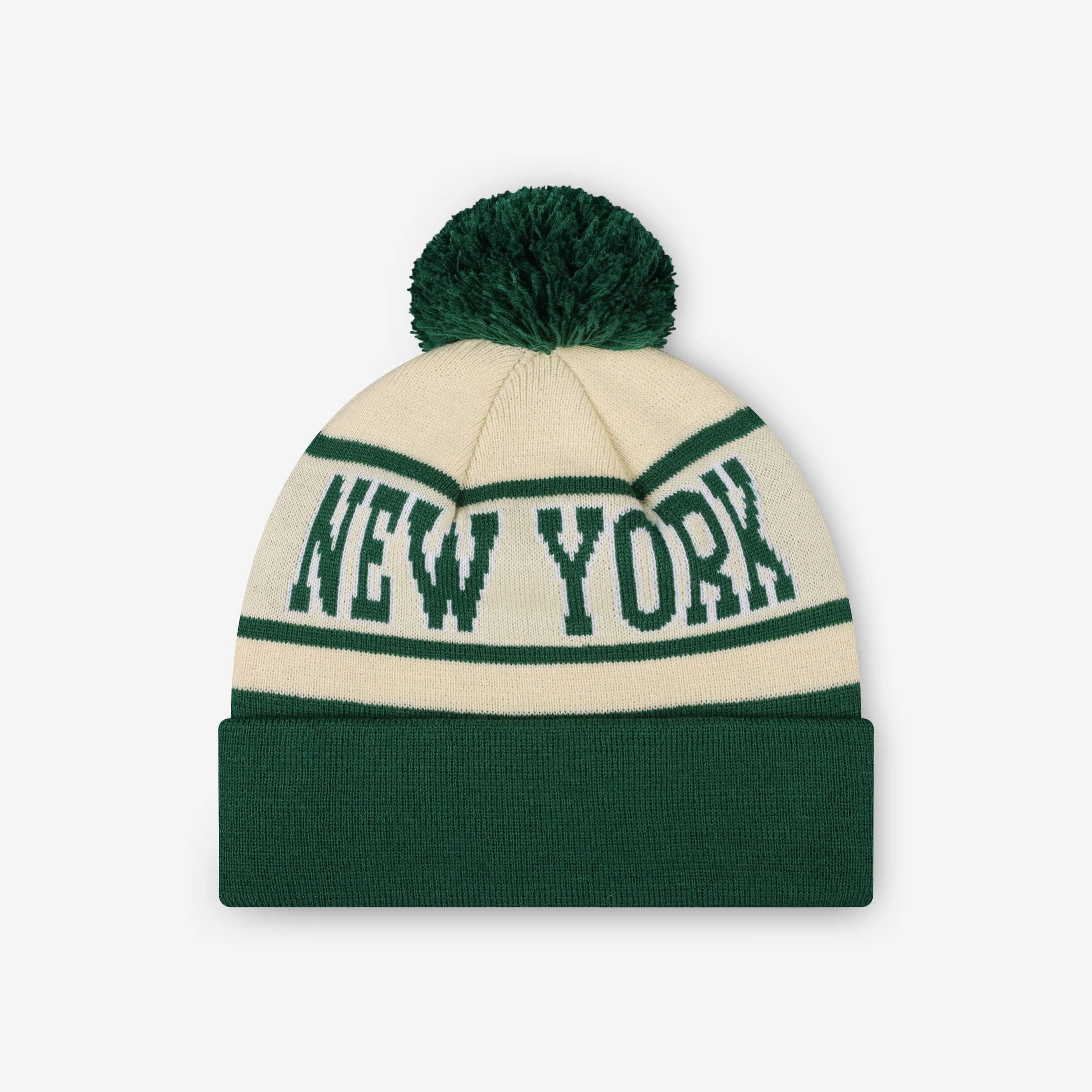 New York Jets Heritage Stripe Retro Logo Pom Beanie - Image 2