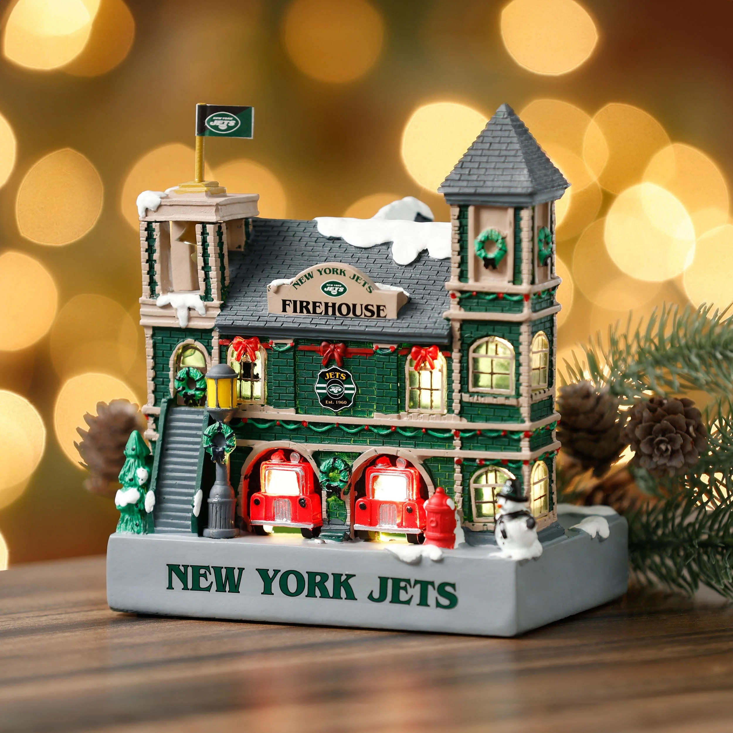 New York Jets Light Up Resin Team Firehouse - Image 2