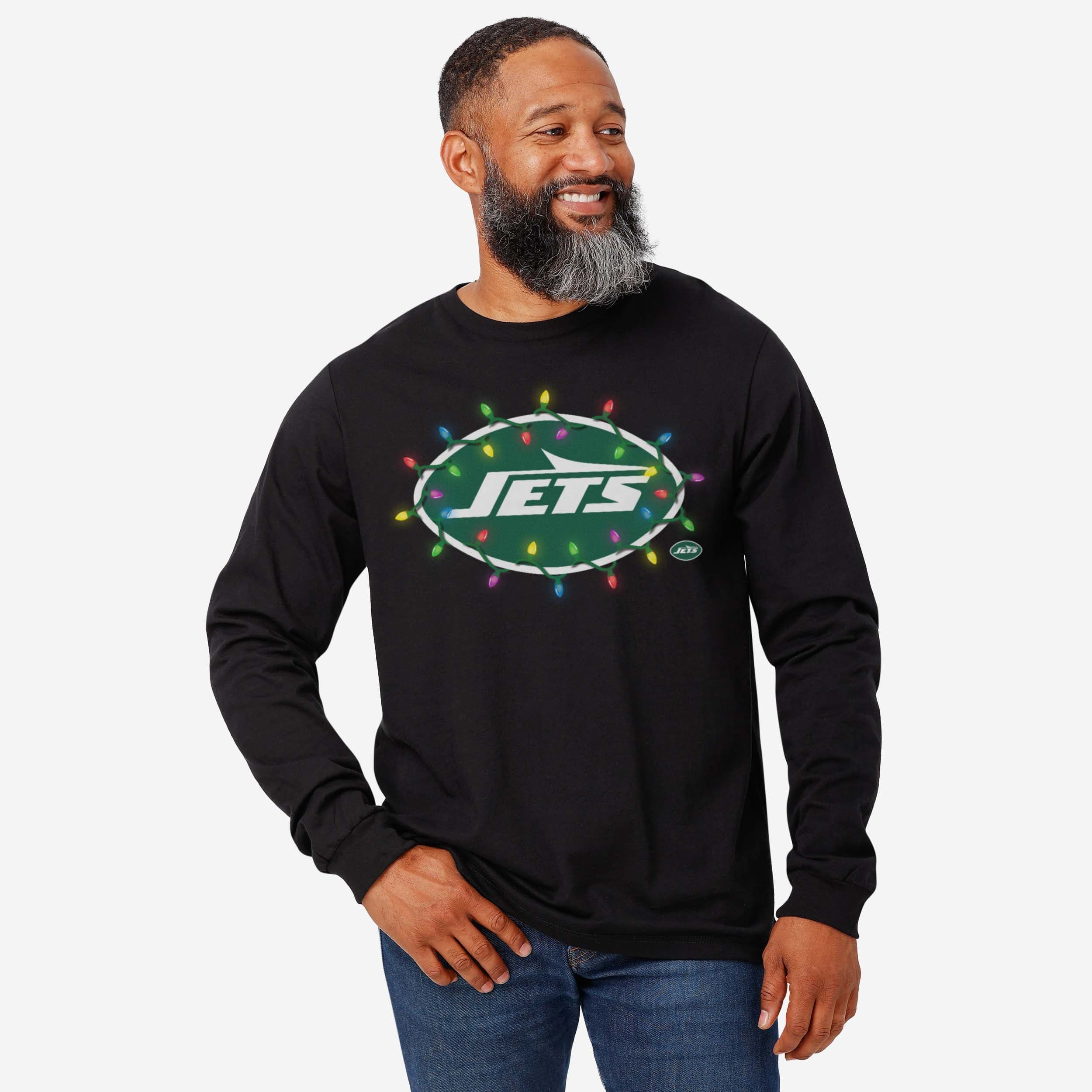 New York Jets Primary Logo Holiday Lights Long Sleeve T-Shirt - Image 2