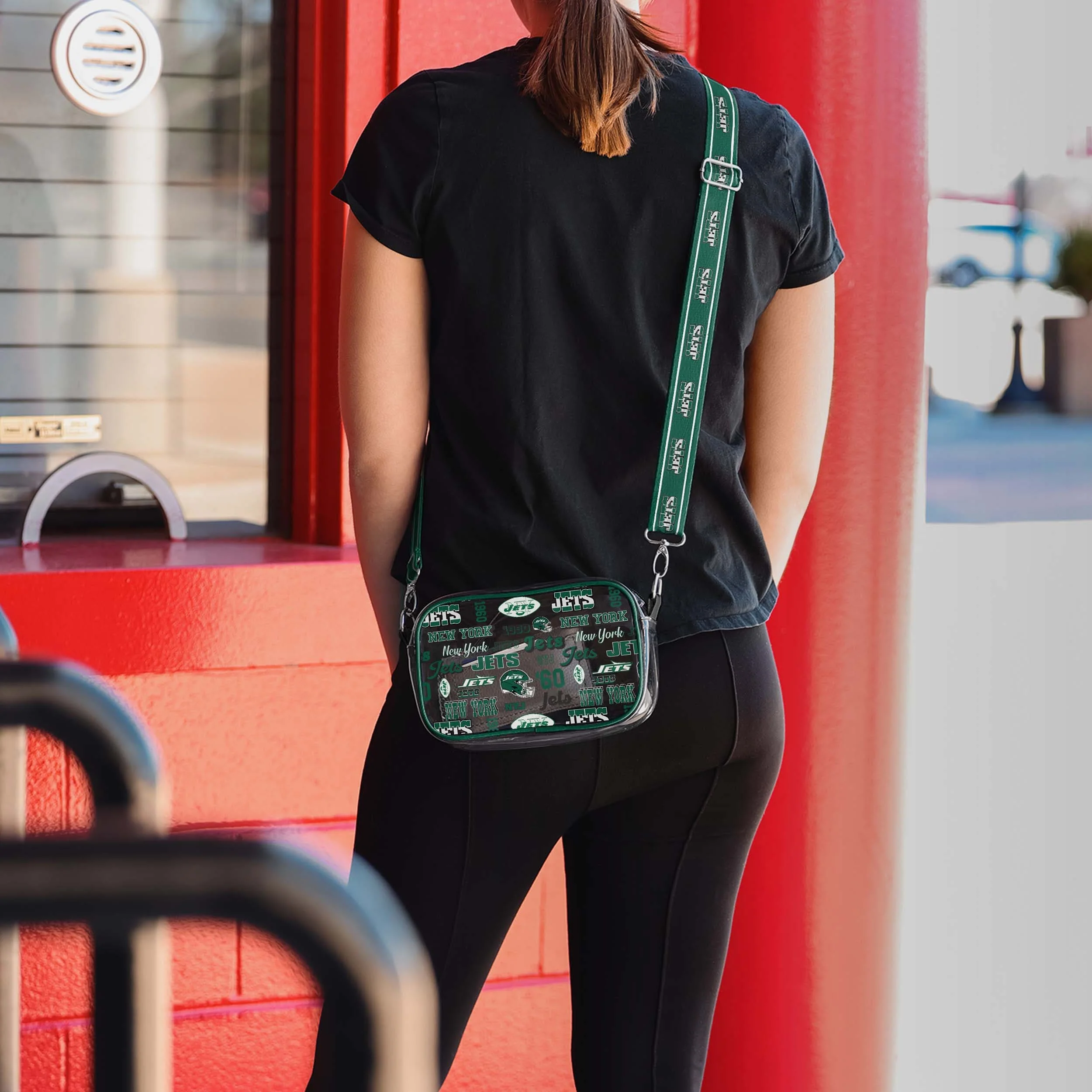 New York Jets Repeat Retro Print Clear Crossbody Bag - Image 3