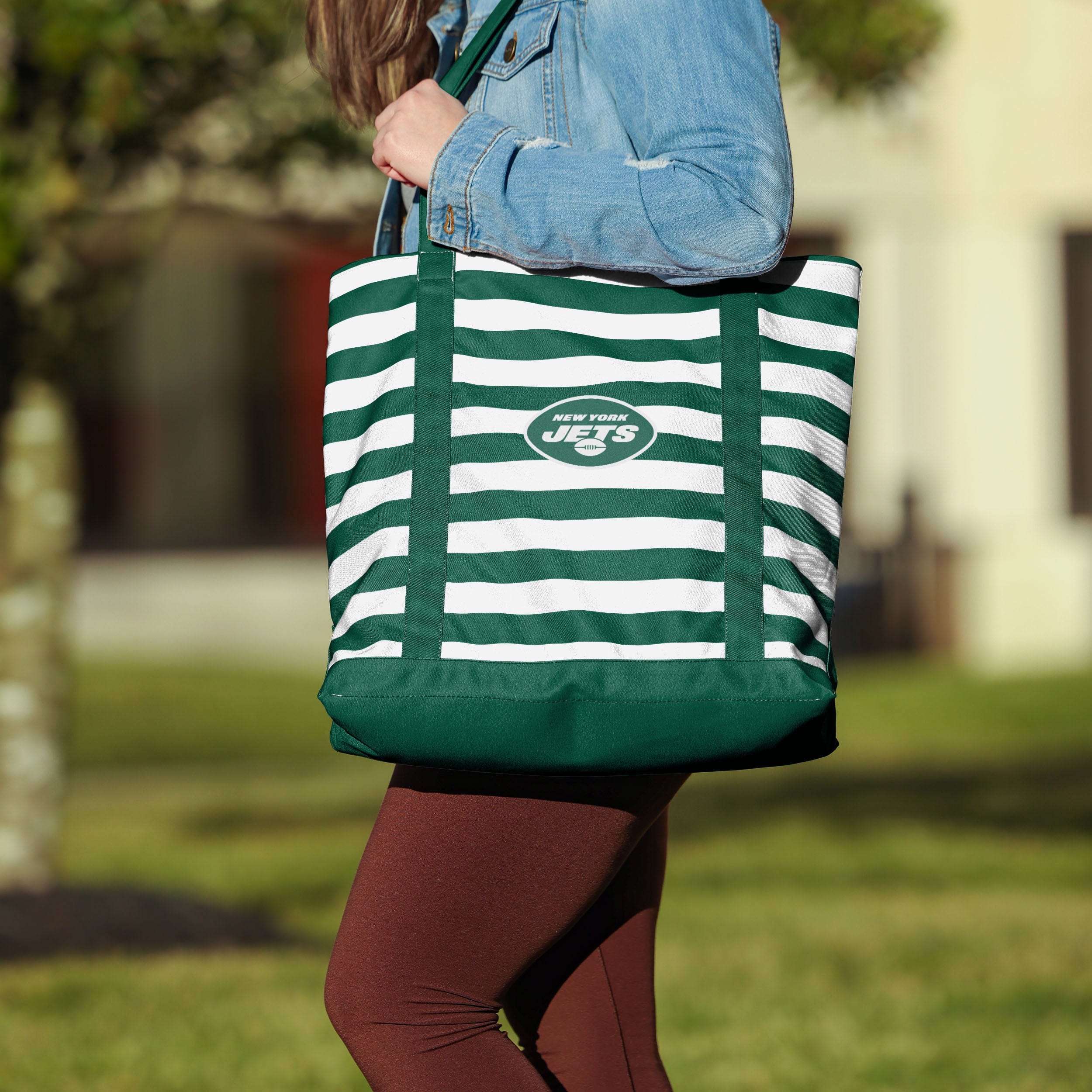 New York Jets Team Stripe Canvas Tote Bag - Image 3