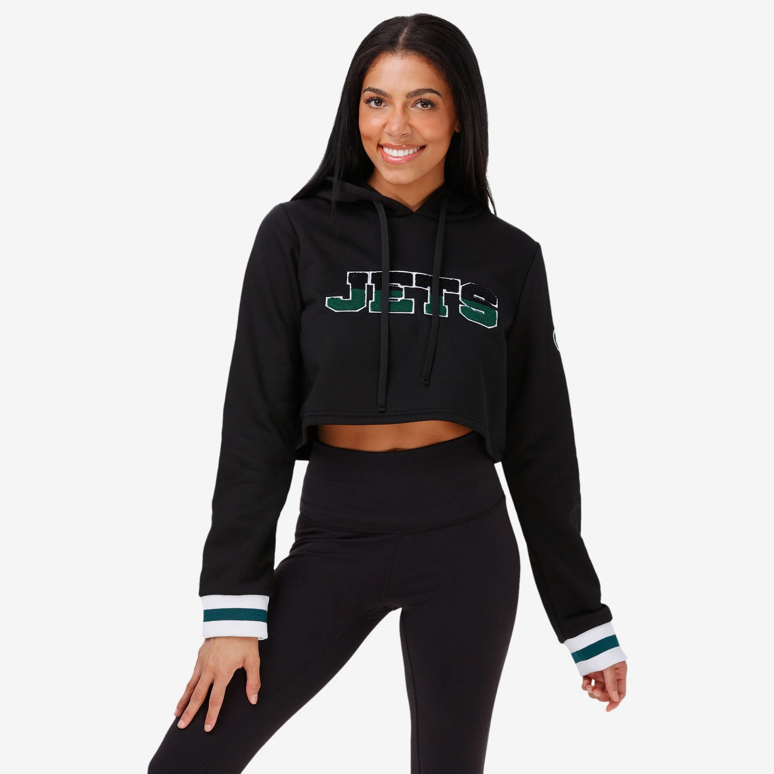 New York Jets Womens Cropped Chenille Hoodie
