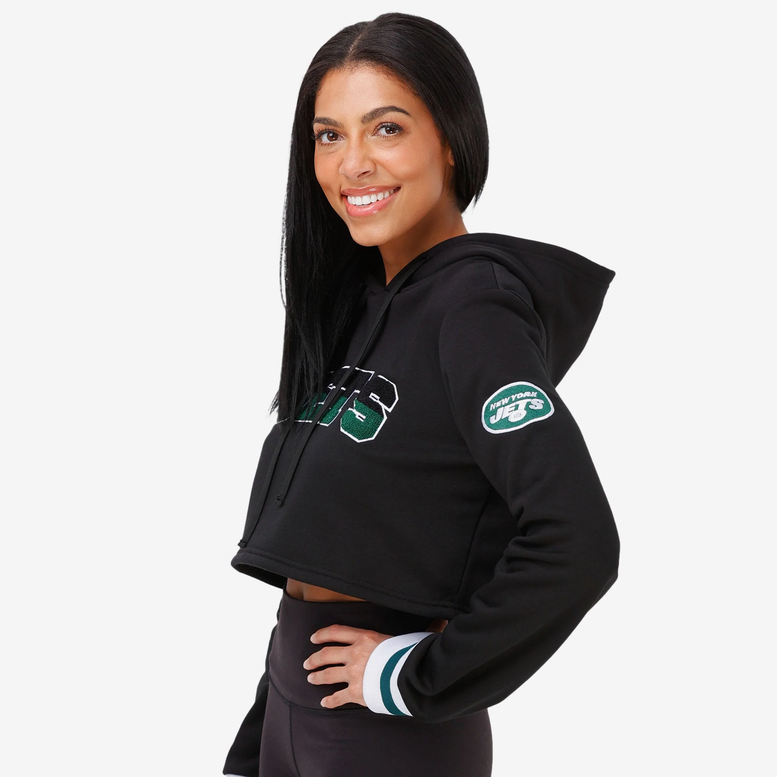 New York Jets Womens Cropped Chenille Hoodie - Image 4