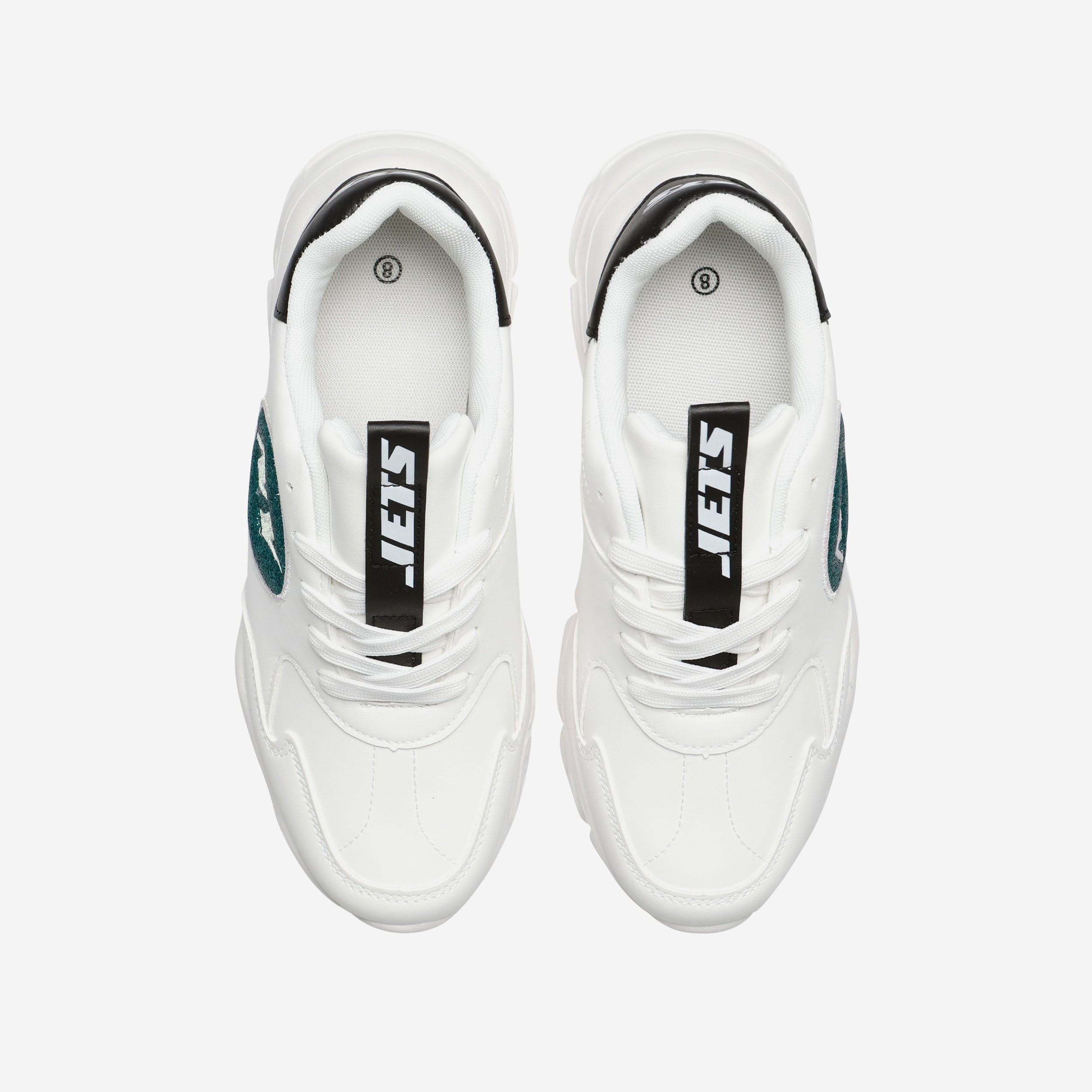 New York Jets Womens Glitter Big Logo Vintage White Chunky Sneaker - Image 4