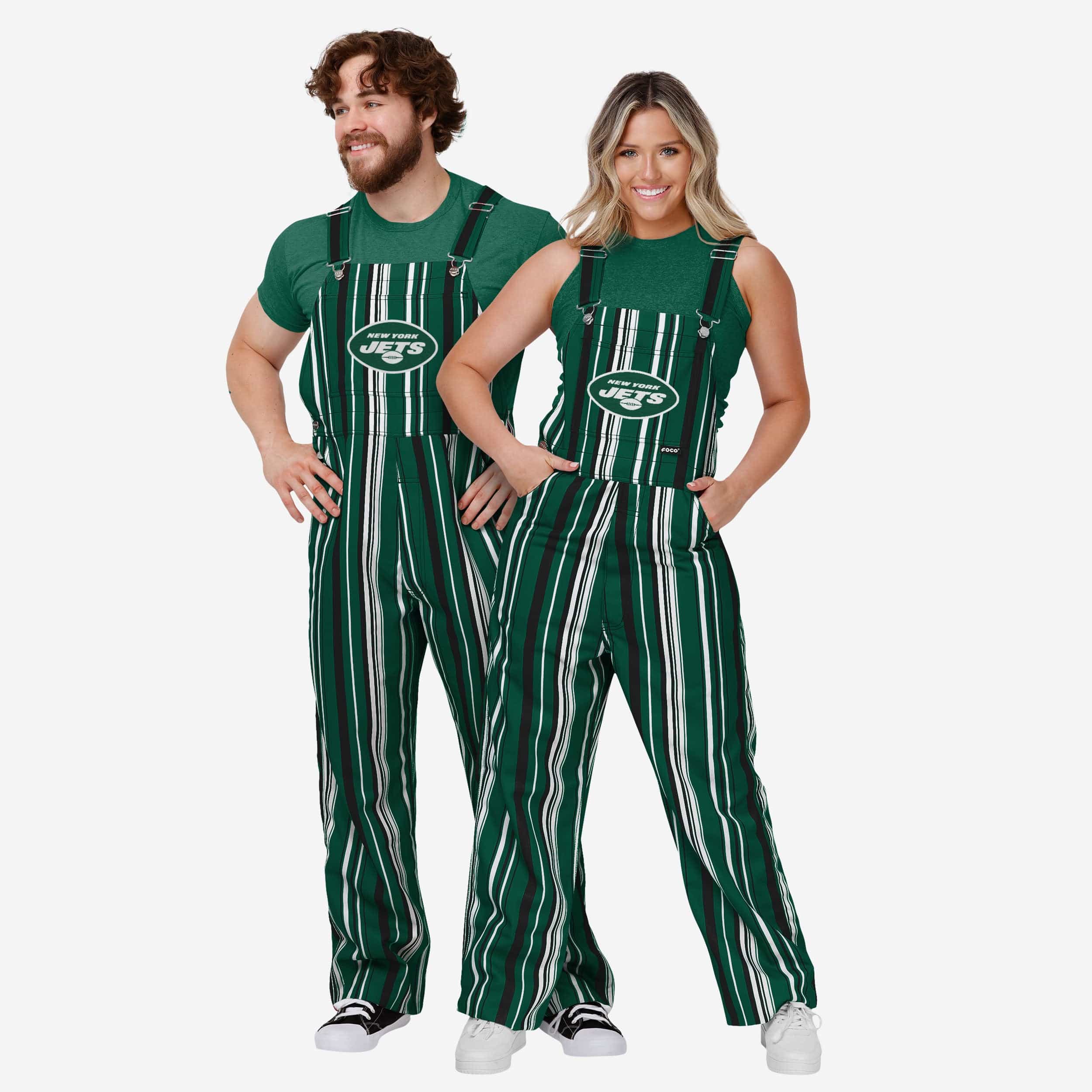 New York Jets Womens Hyper Stripe Bib Overalls - Image 3