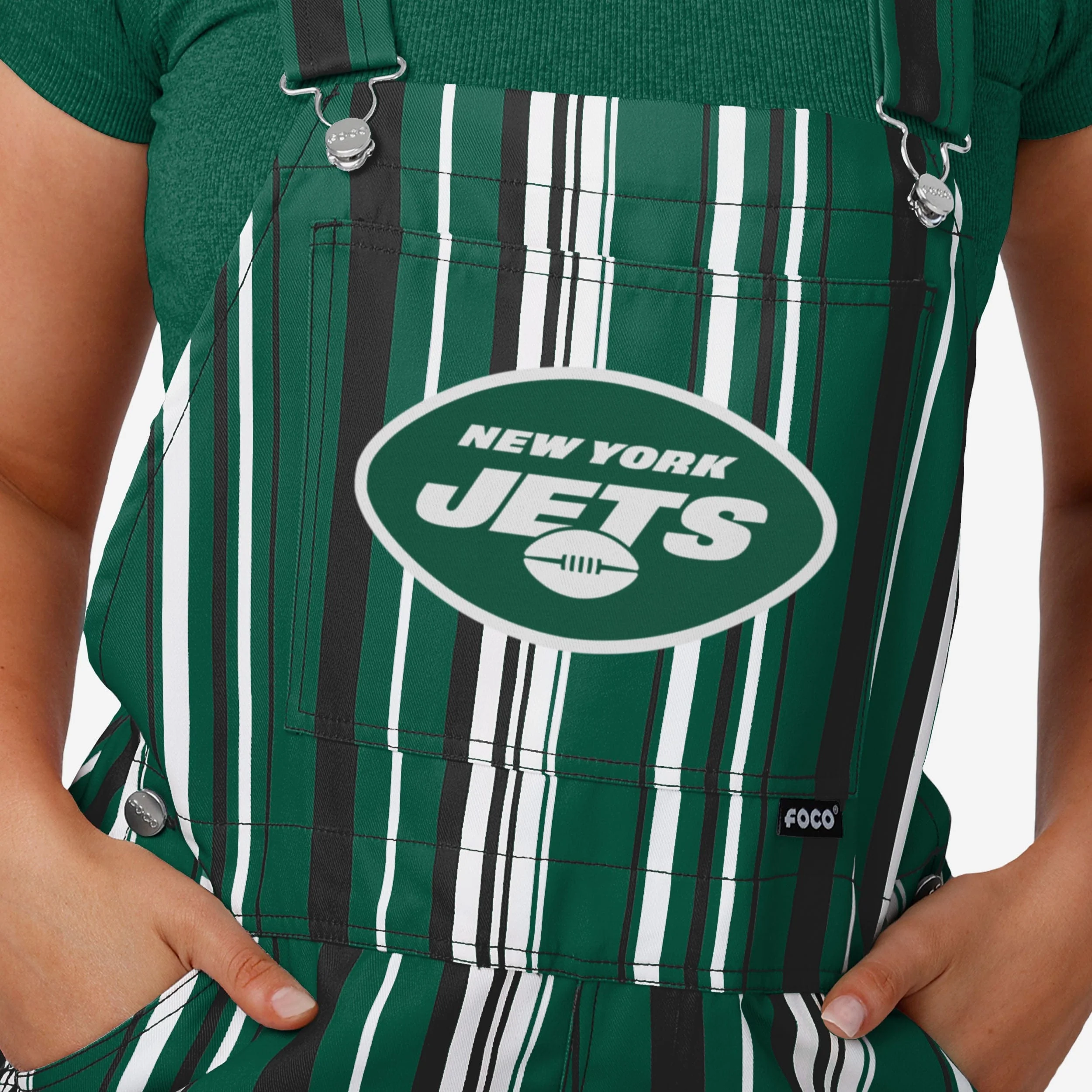 New York Jets Womens Hyper Stripe Bib Overalls - Image 4