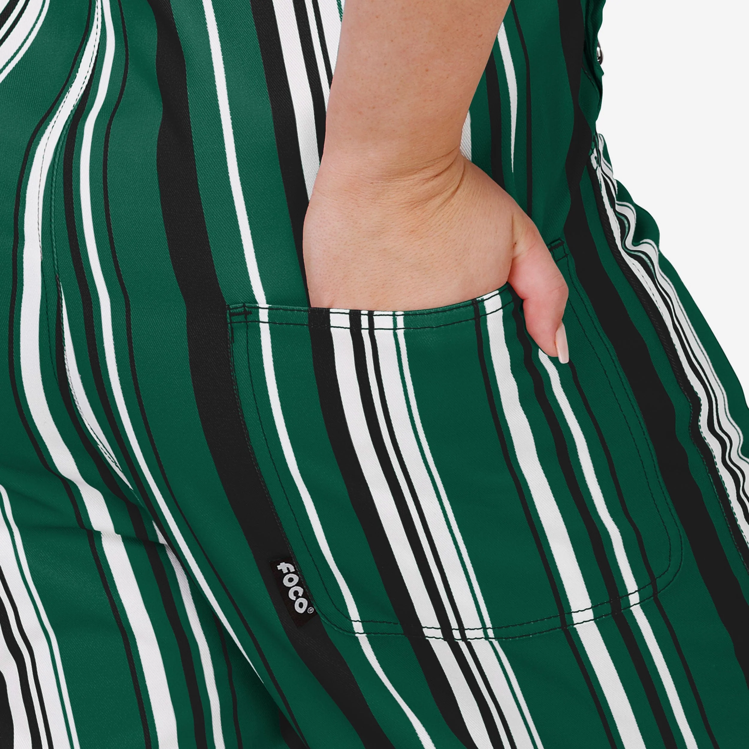 New York Jets Womens Hyper Stripe Bib Overalls - Image 6