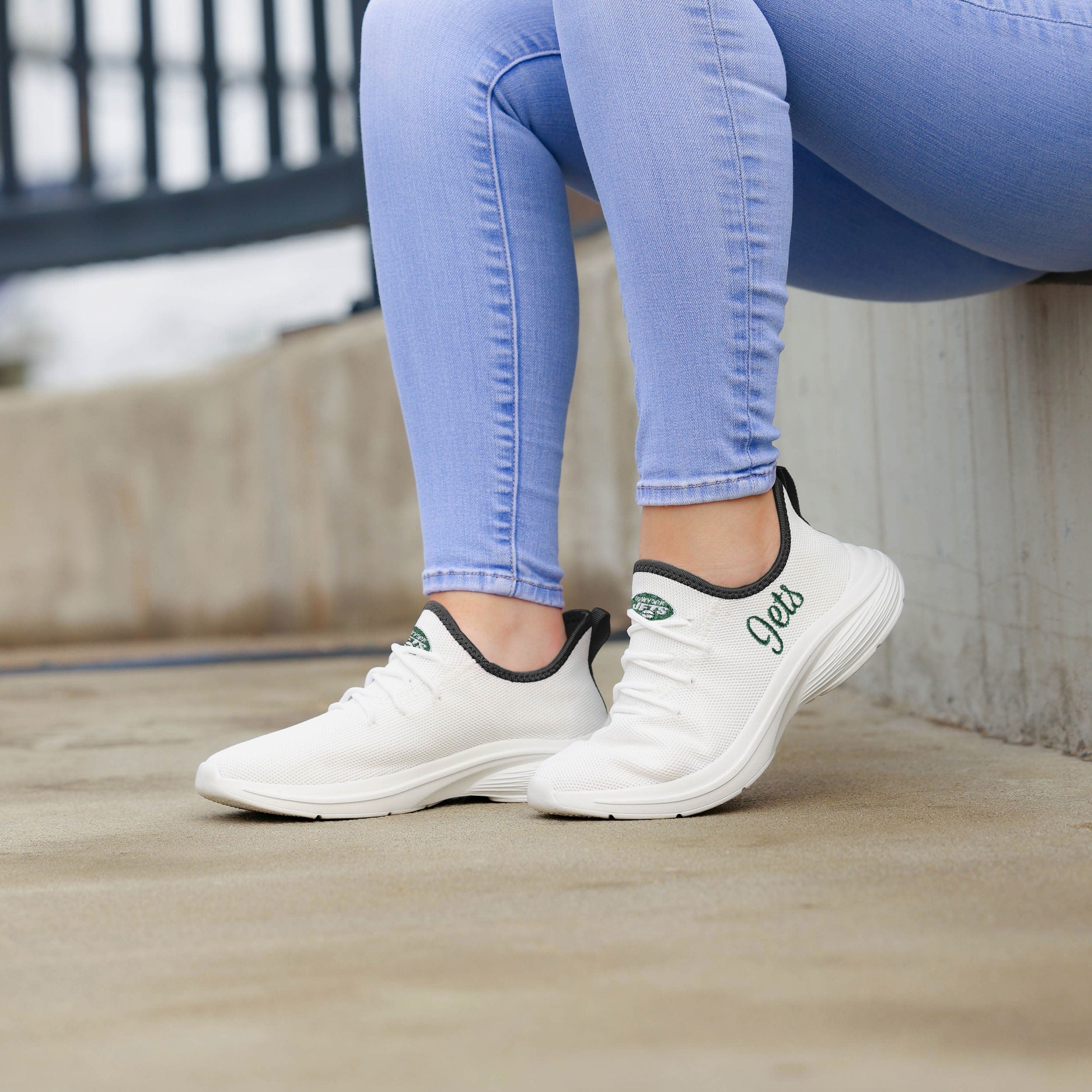 New York Jets Womens Midsole White Sneakers - Image 3