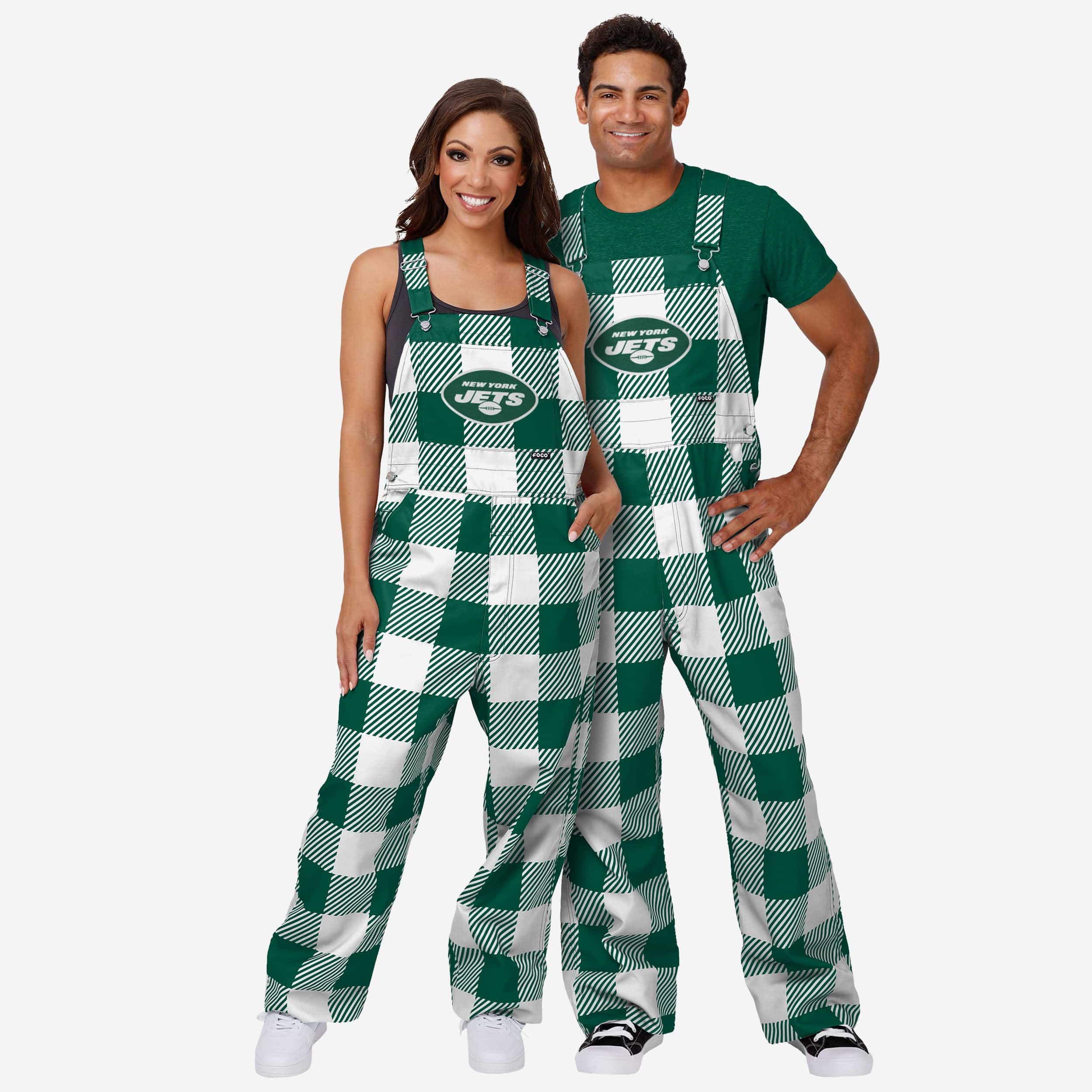 New York Jets Womens Plaid Bib Overalls - Image 3