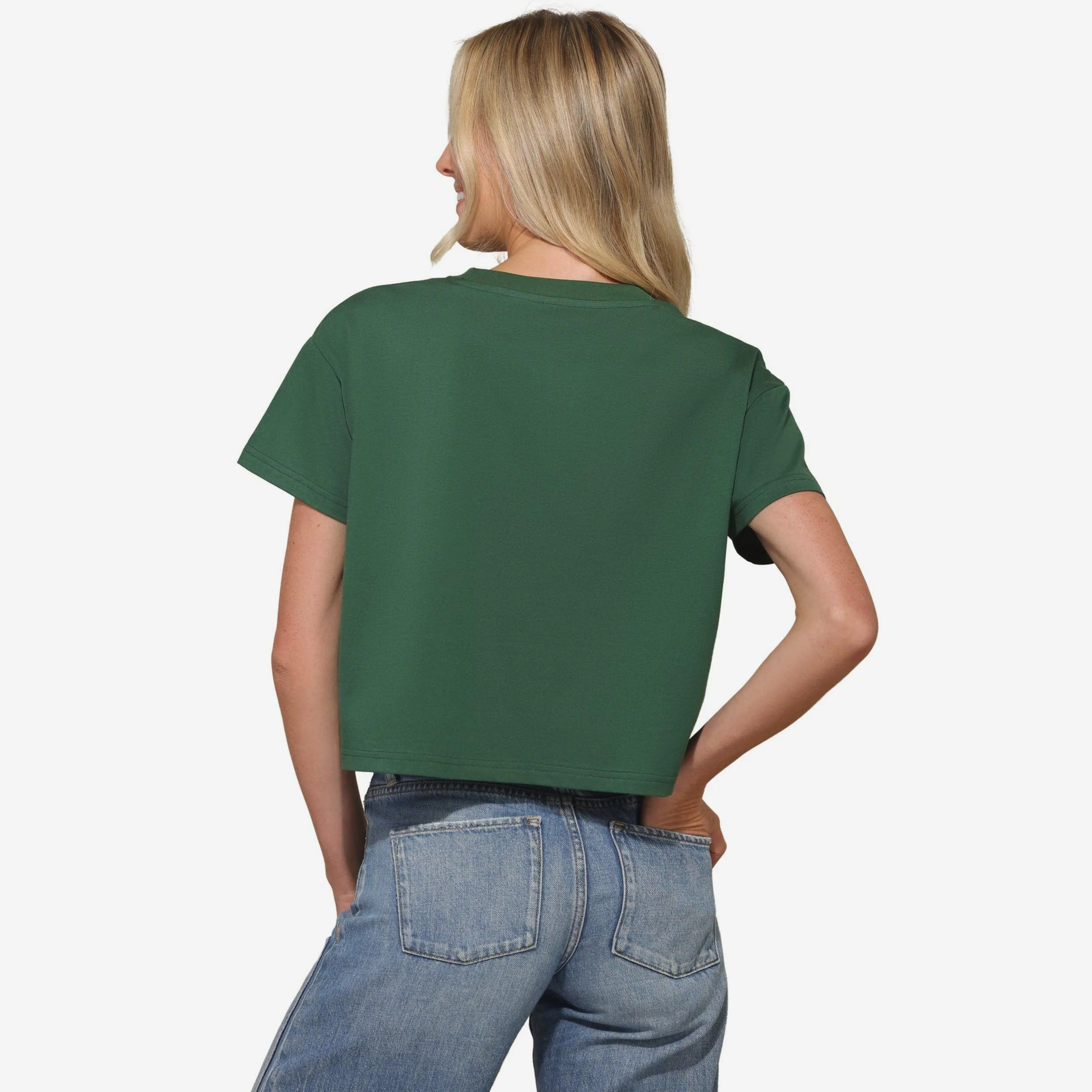 New York Jets Womens Rhinestone Logo Crop Top - Image 3