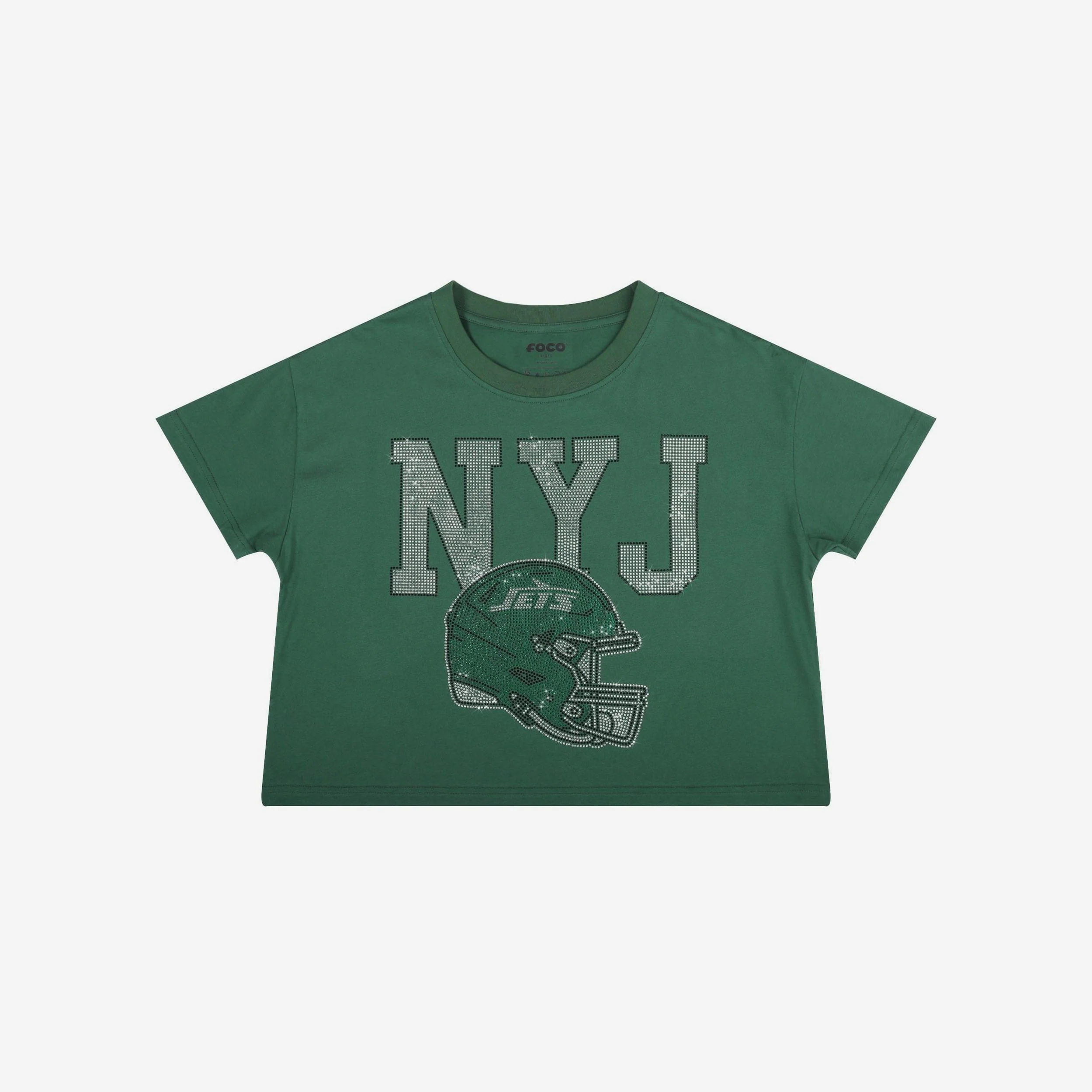 New York Jets Womens Rhinestone Logo Crop Top - Image 4