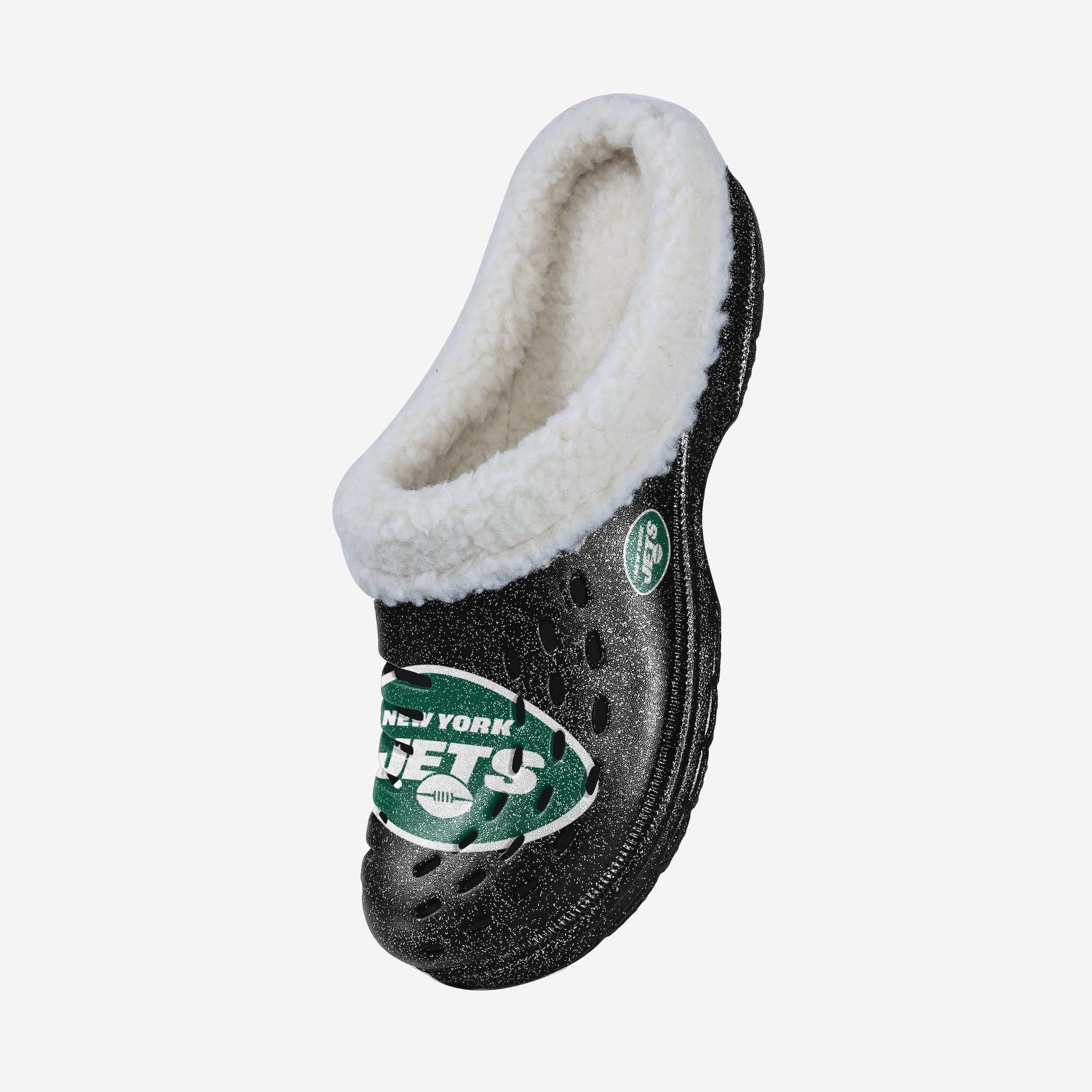 New York Jets Womens Sherpa Lined Glitter Clog - Image 2
