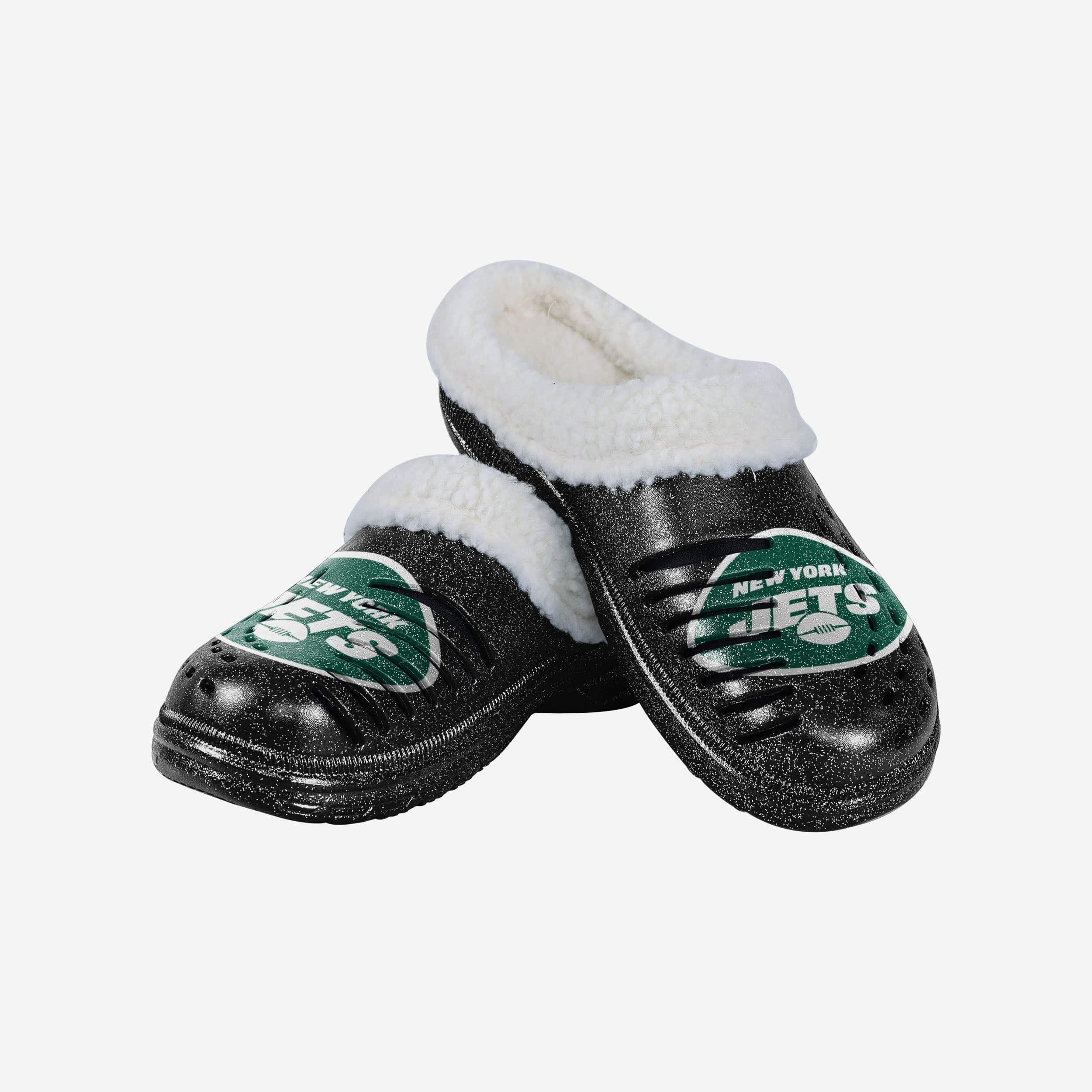New York Jets Womens Sherpa Lined Glitter Clog - Image 3