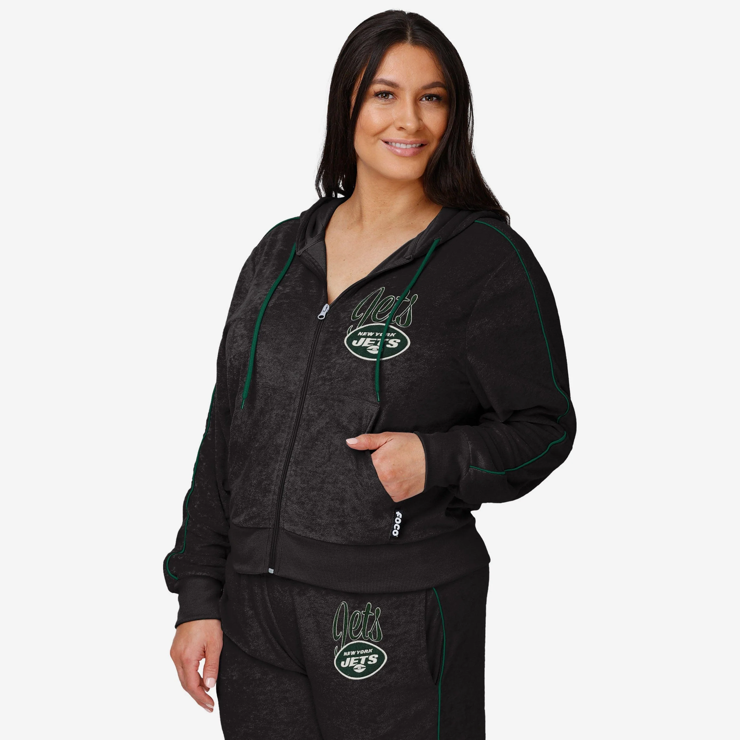 New York Jets Womens Terry Knit Zip Up Top