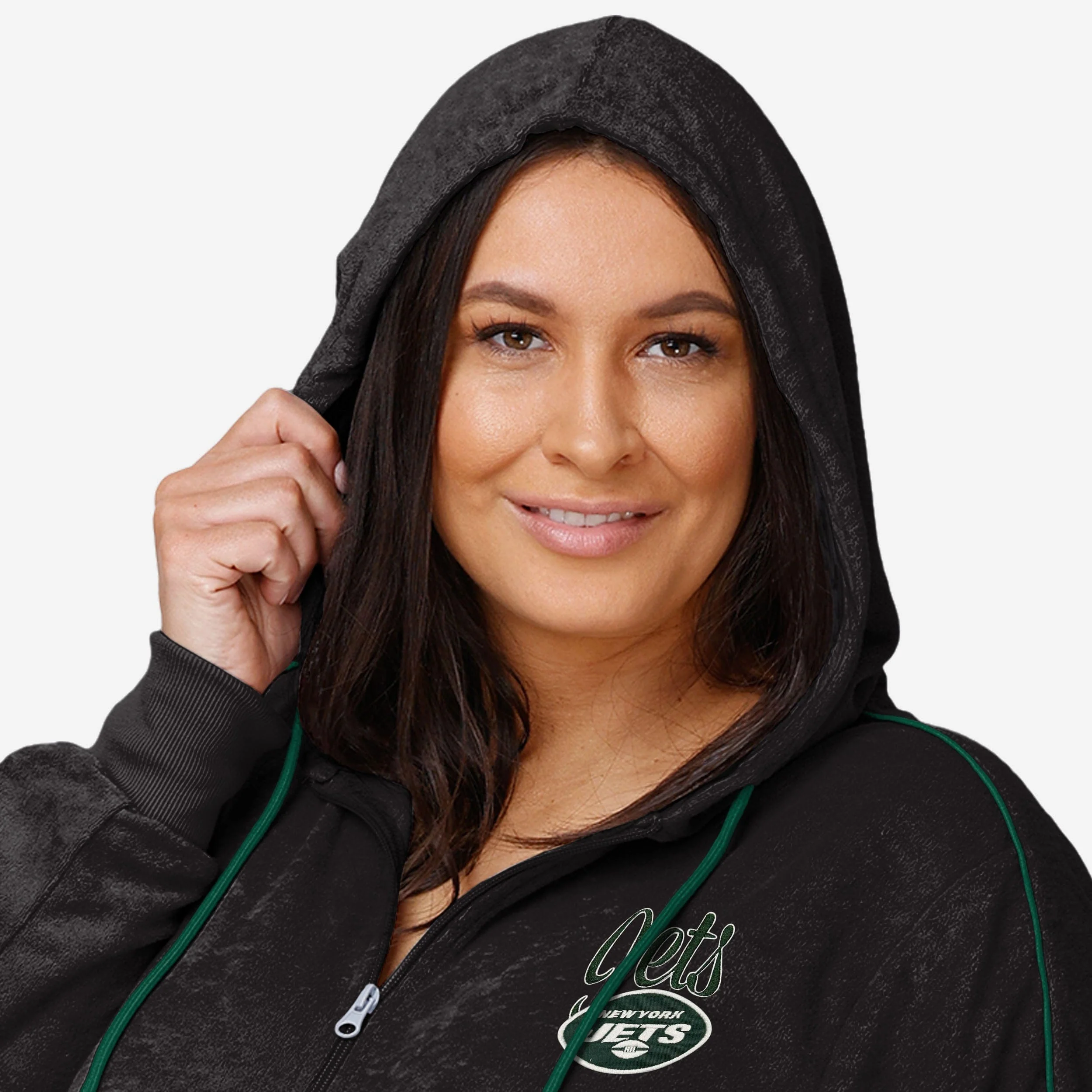 New York Jets Womens Terry Knit Zip Up Top - Image 3