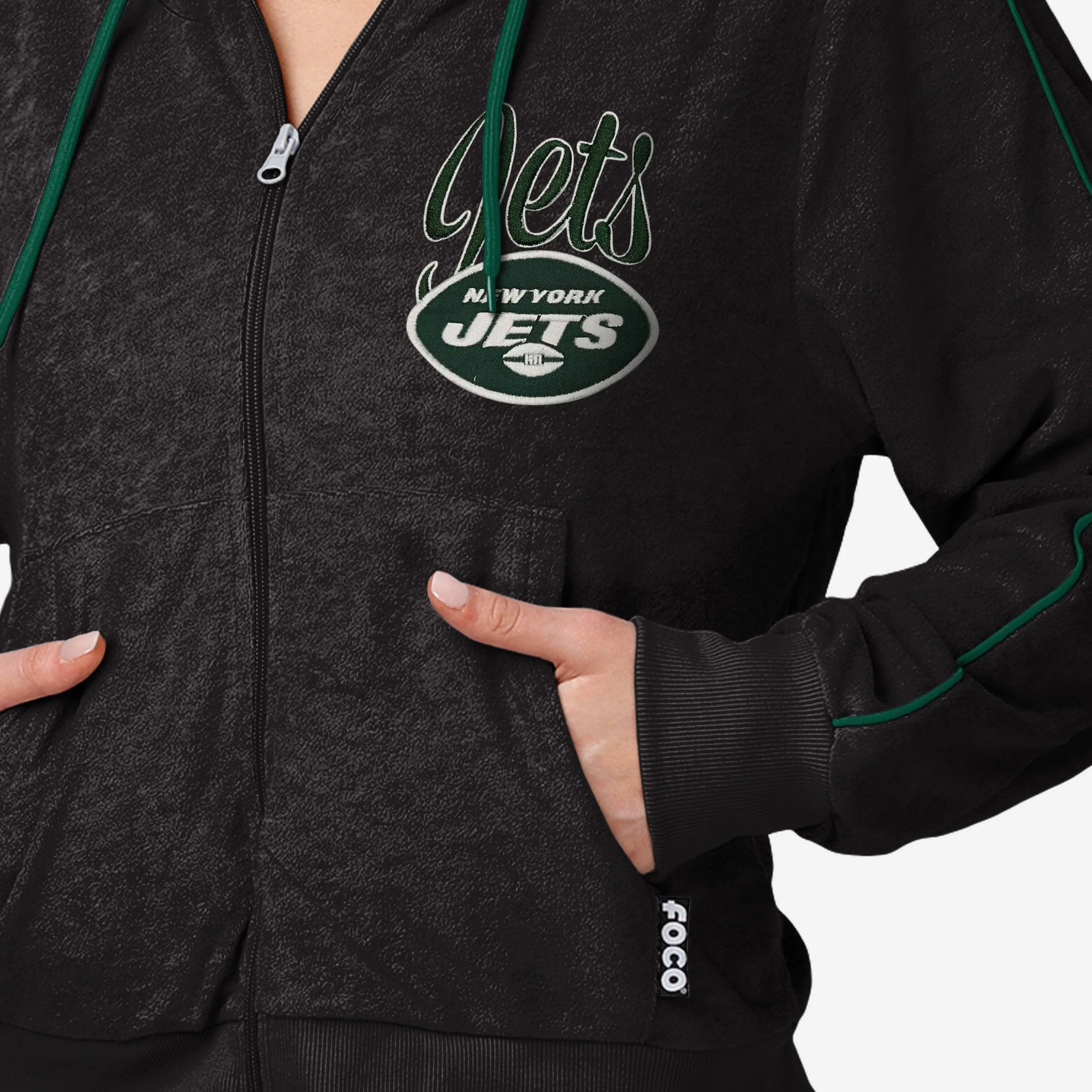 New York Jets Womens Terry Knit Zip Up Top - Image 4