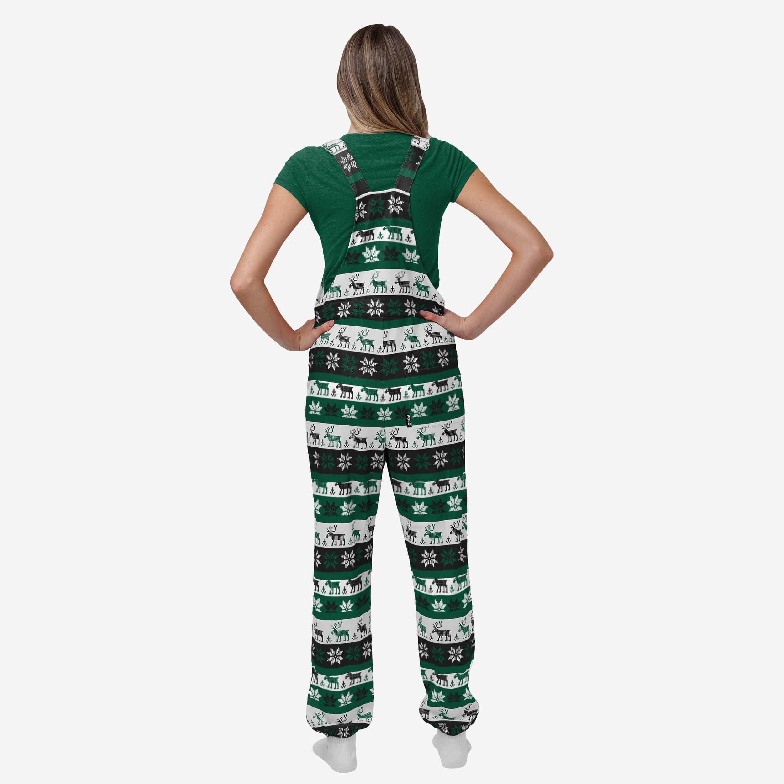 New York Jets Womens Ugly Home Gating Bib Overalls - Image 2