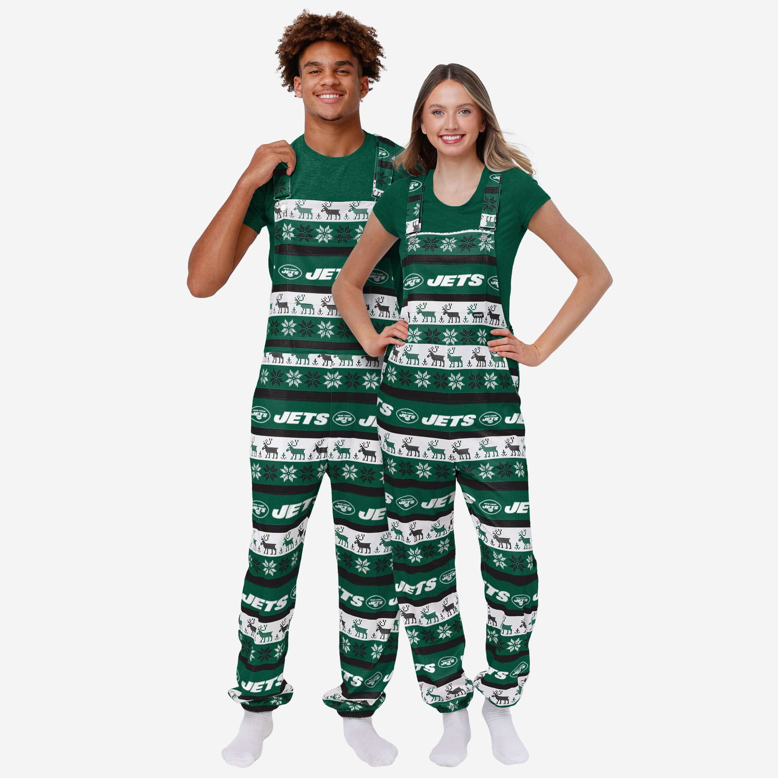 New York Jets Womens Ugly Home Gating Bib Overalls - Image 3