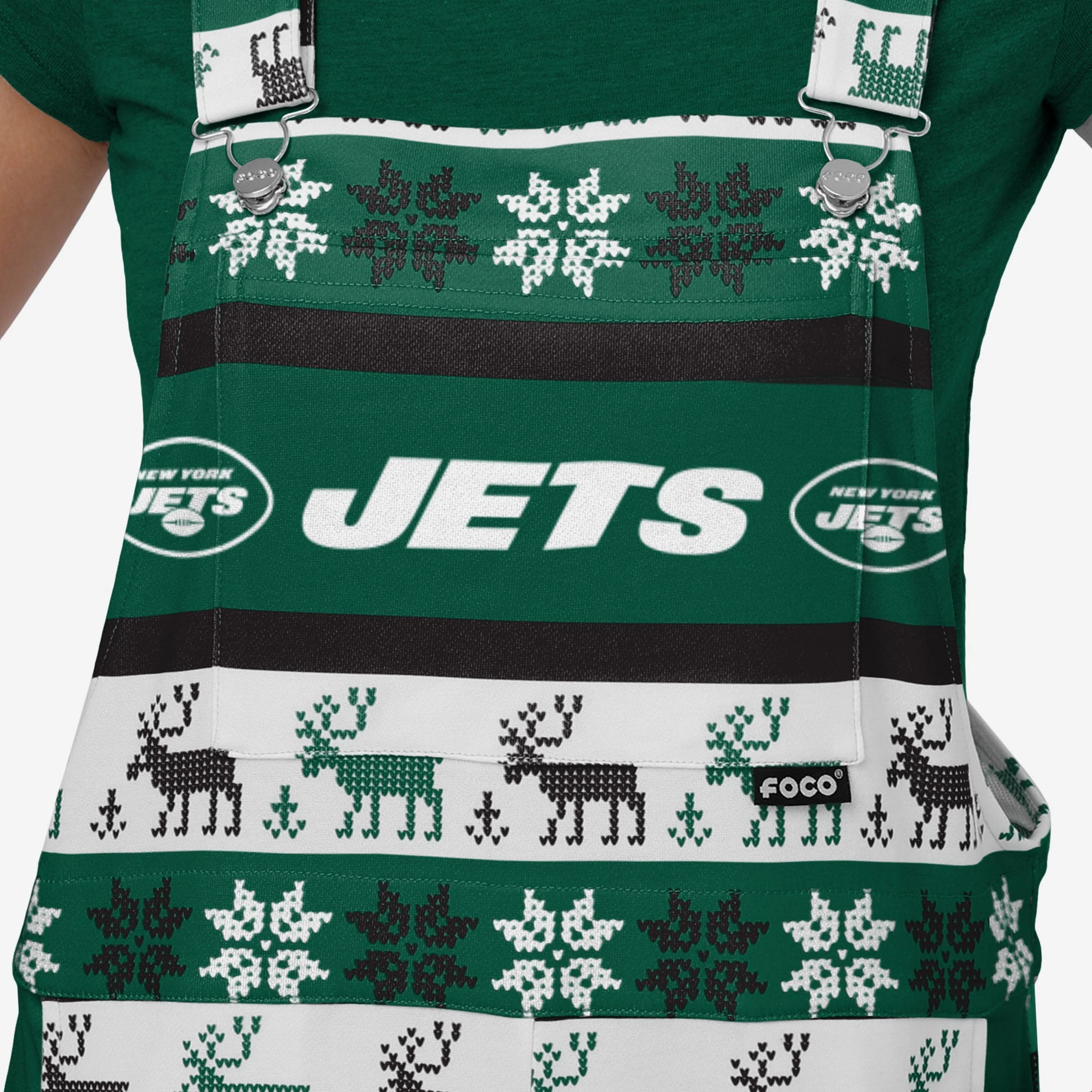 New York Jets Womens Ugly Home Gating Bib Overalls - Image 4