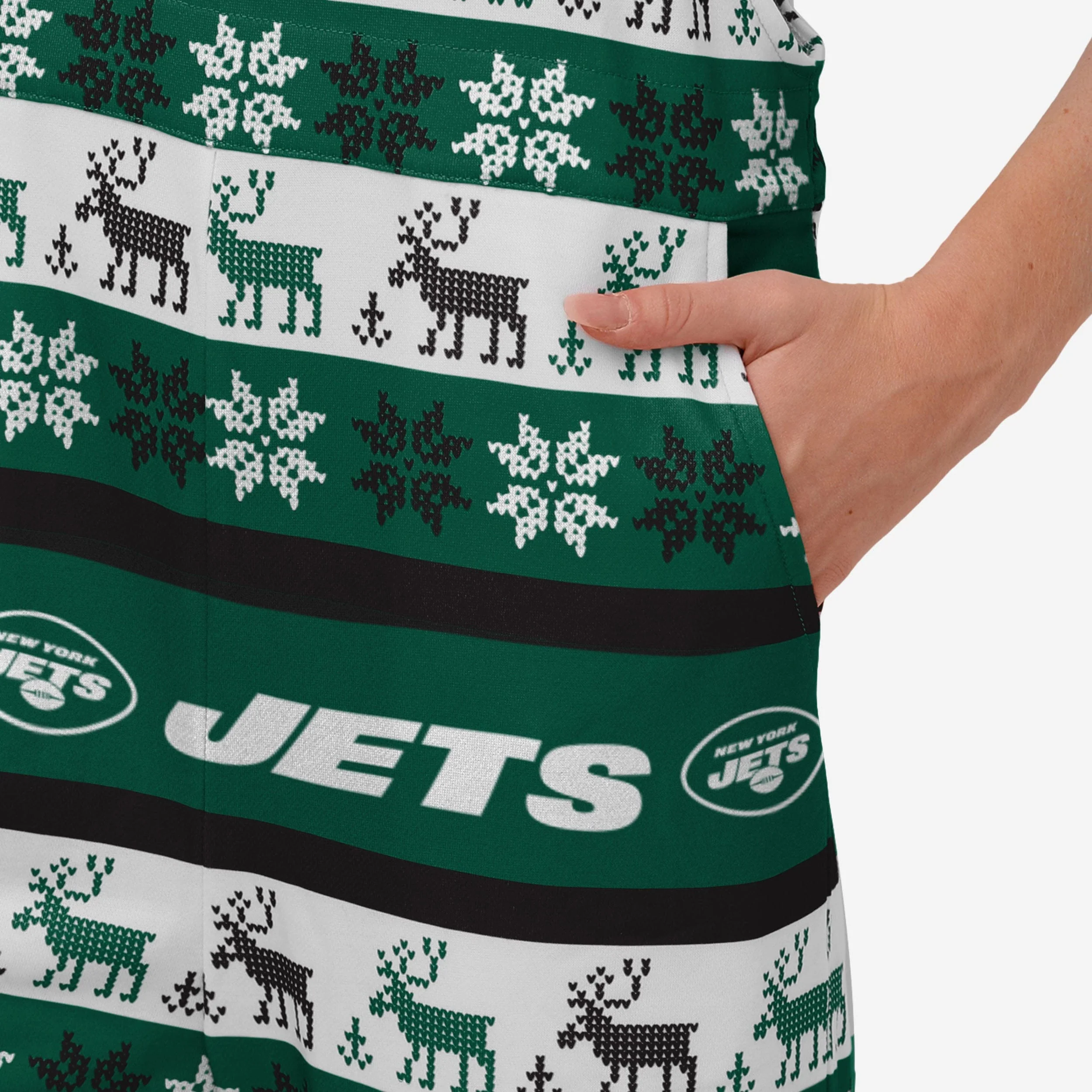 New York Jets Womens Ugly Home Gating Bib Overalls - Image 5