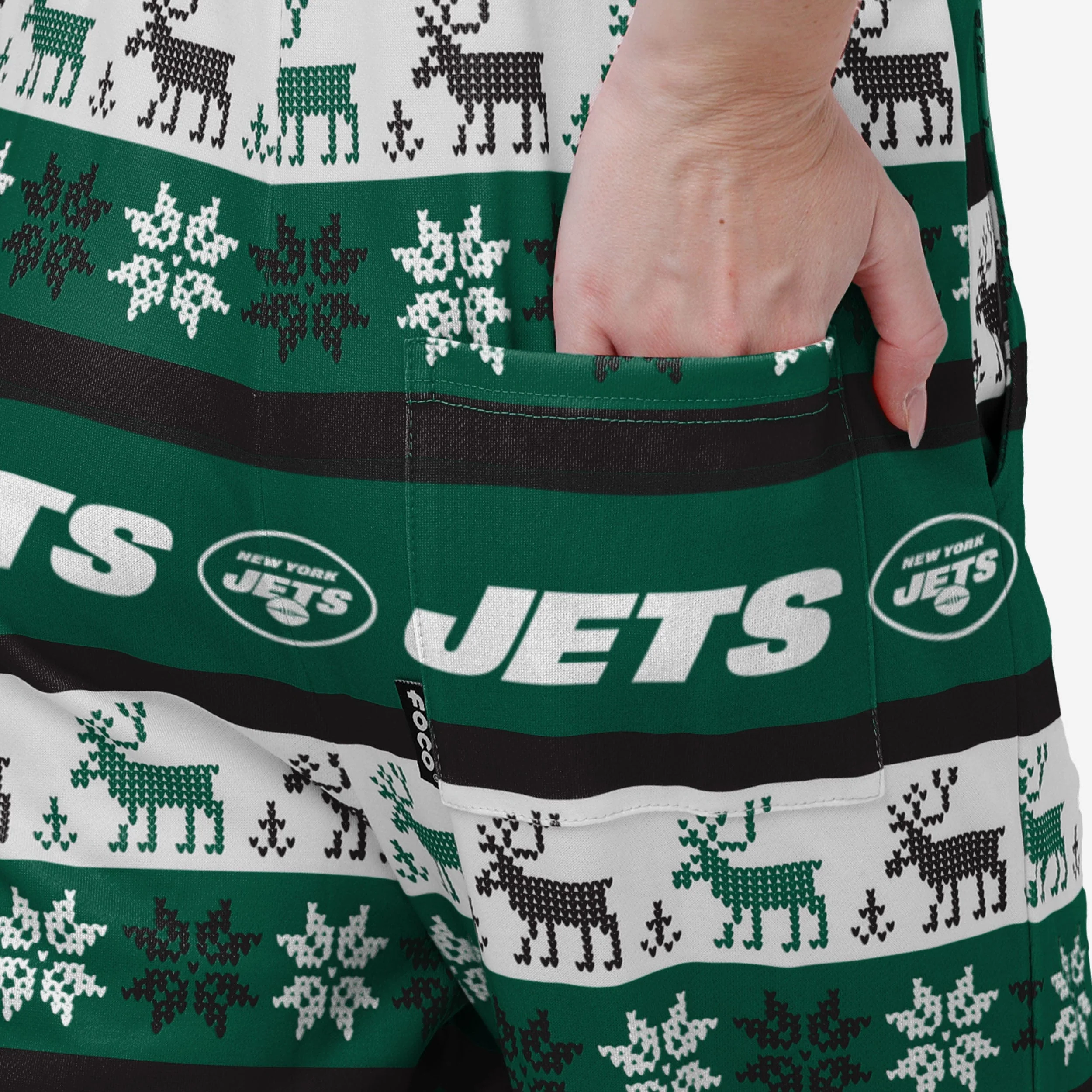 New York Jets Womens Ugly Home Gating Bib Overalls - Image 6
