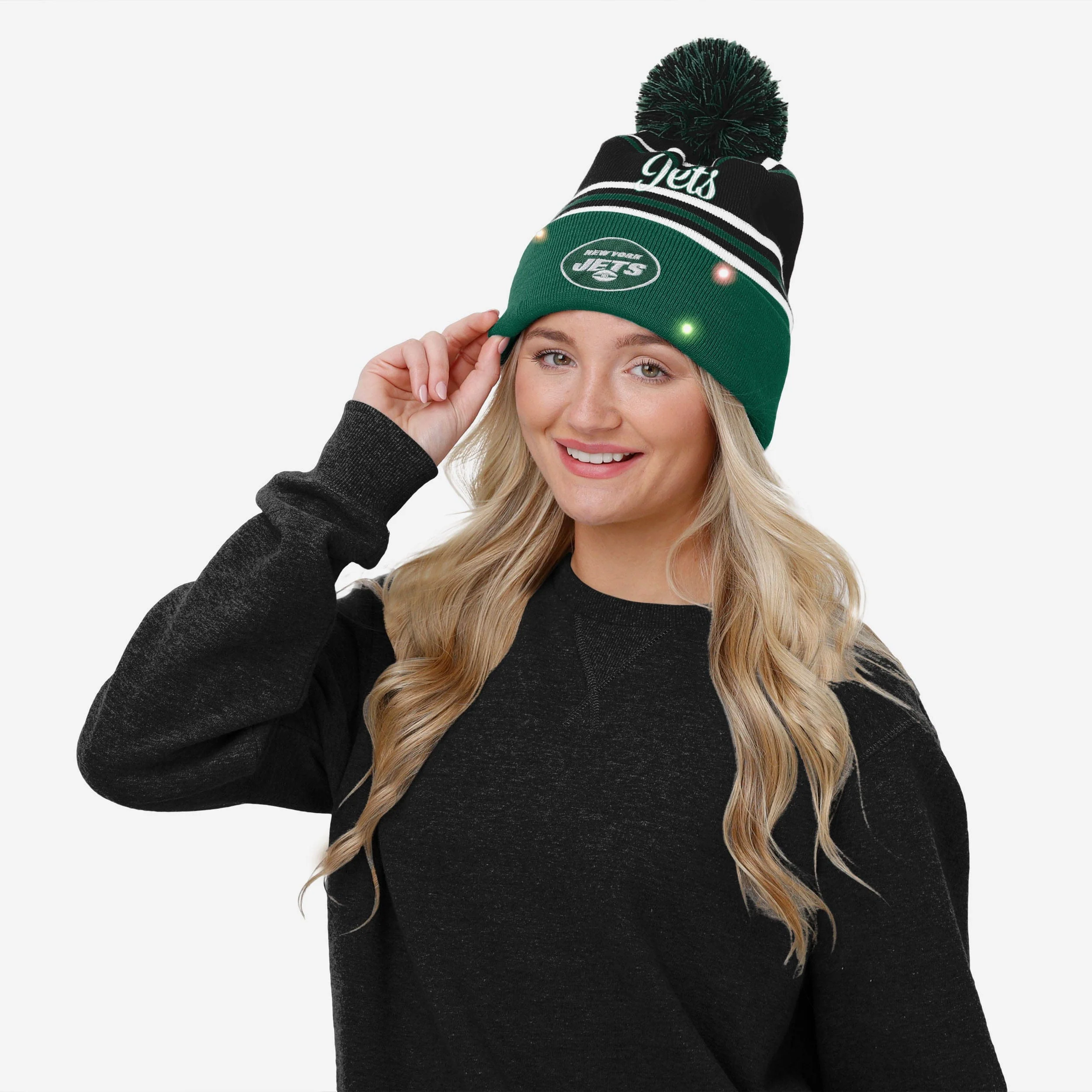 New York Jets Womens Wordmark Script Light Up Beanie - Image 3