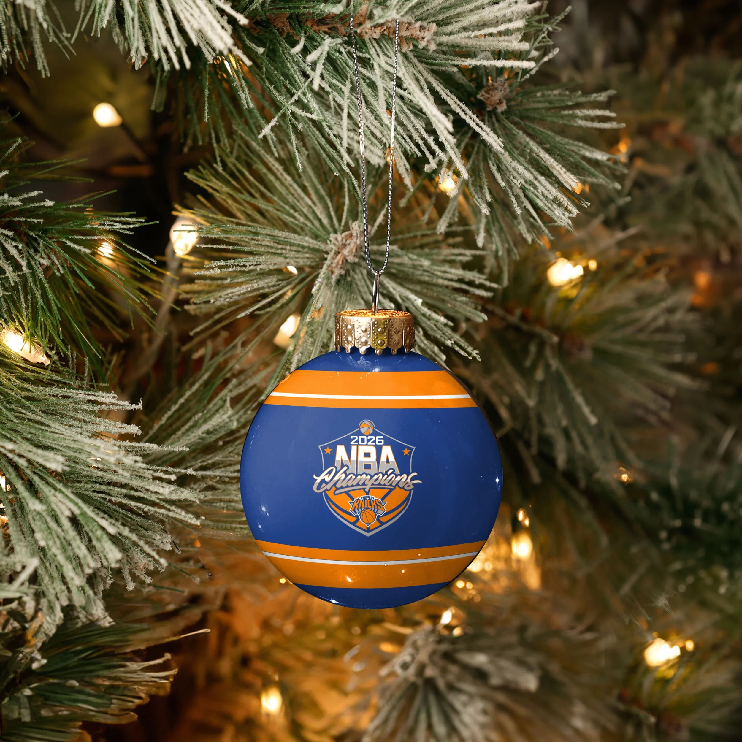 New York Knicks 2026 NBA Champions Glass Ball Ornament - Image 3