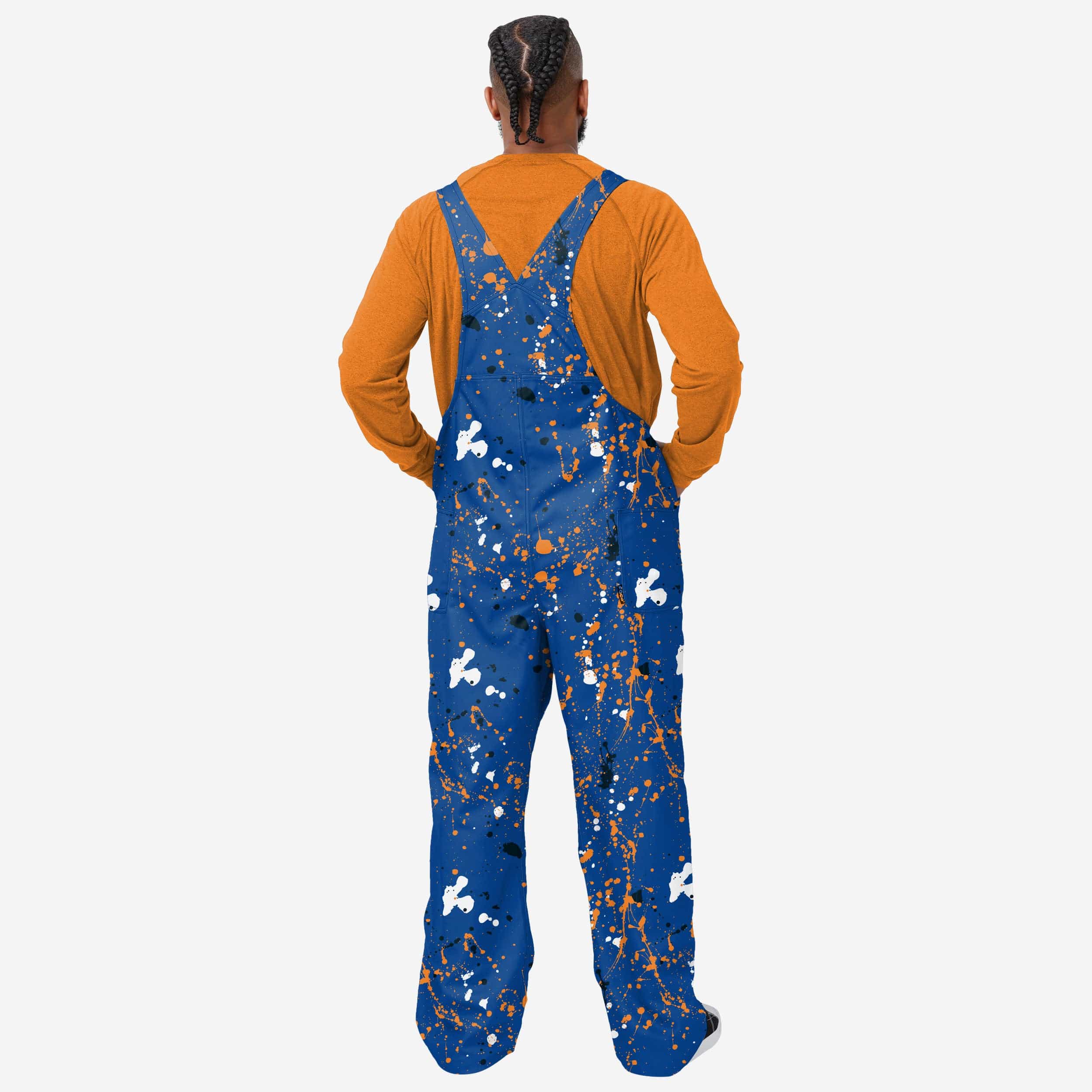 New York Knicks Mens Paint Splatter Bib Overalls - Image 2