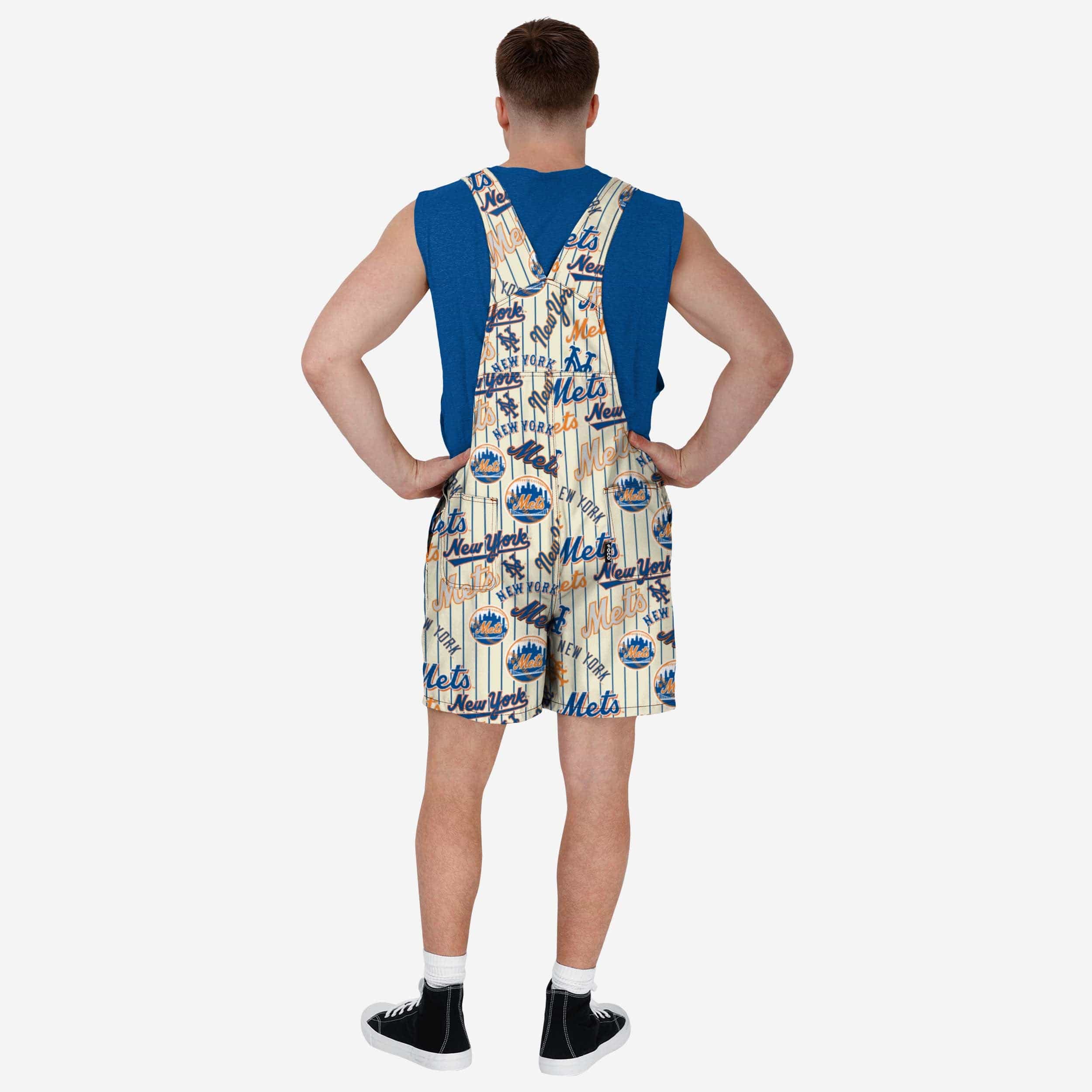 New York Mets Mens Historic Print Bib Shortalls - Image 2