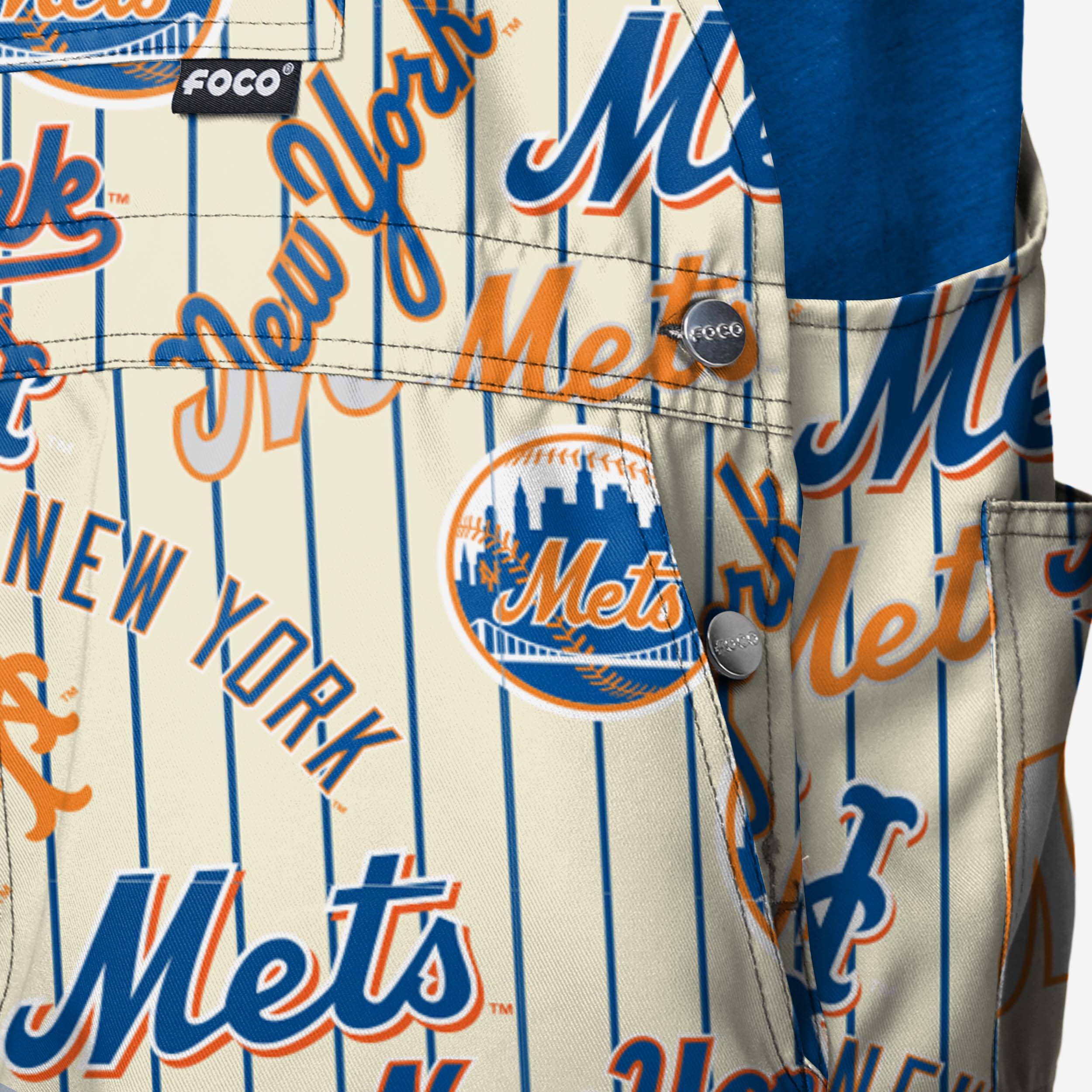 New York Mets Mens Historic Print Bib Shortalls - Image 5
