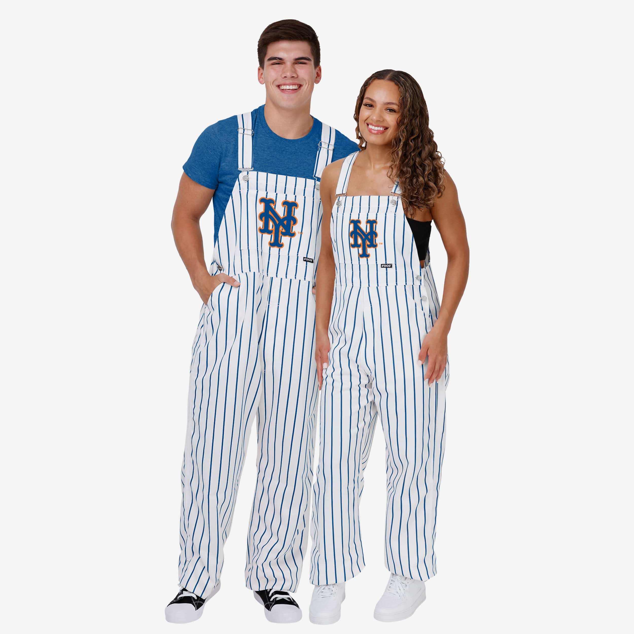 New York Mets Mens Pinstripe Bib Overalls - Image 3