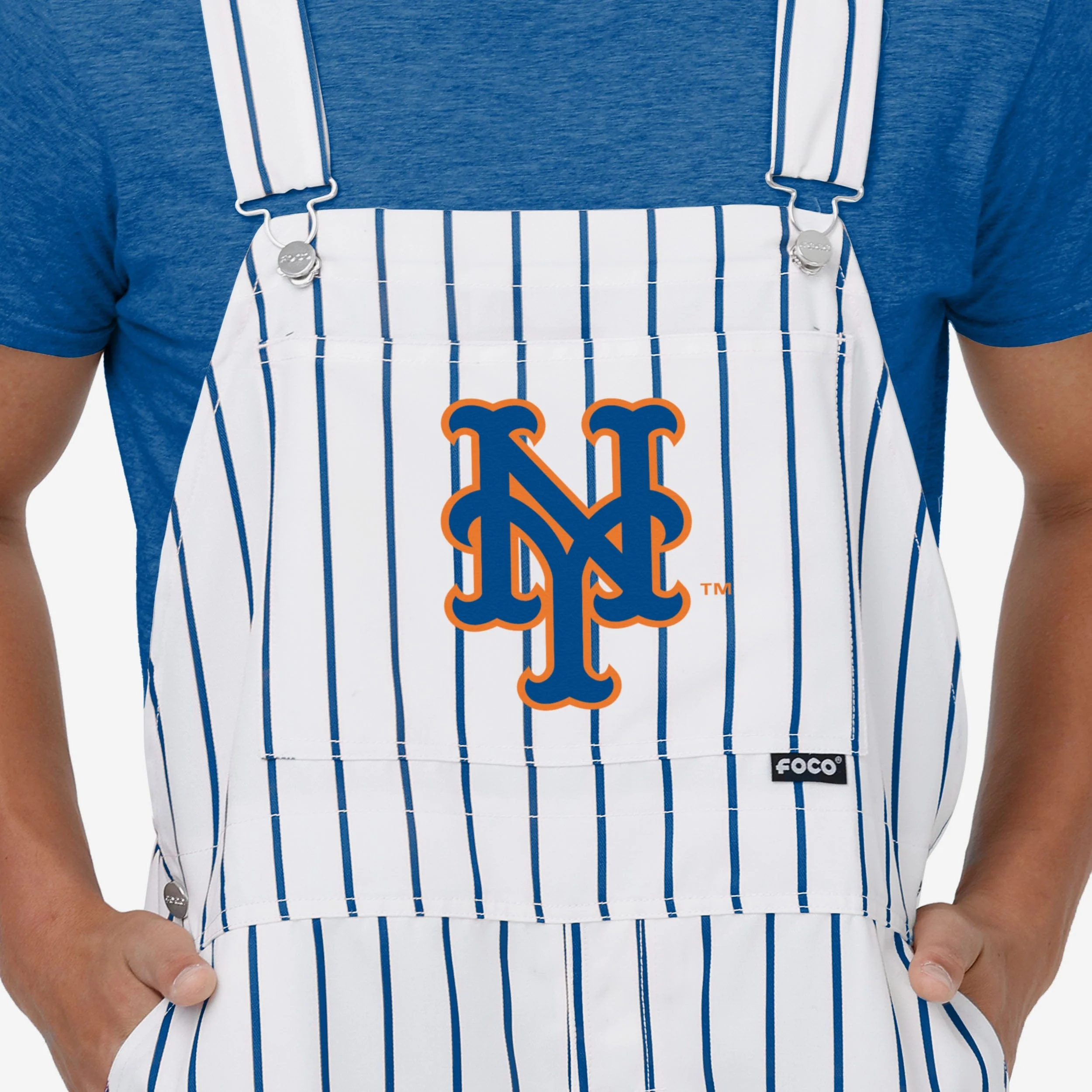 New York Mets Mens Pinstripe Bib Overalls - Image 4
