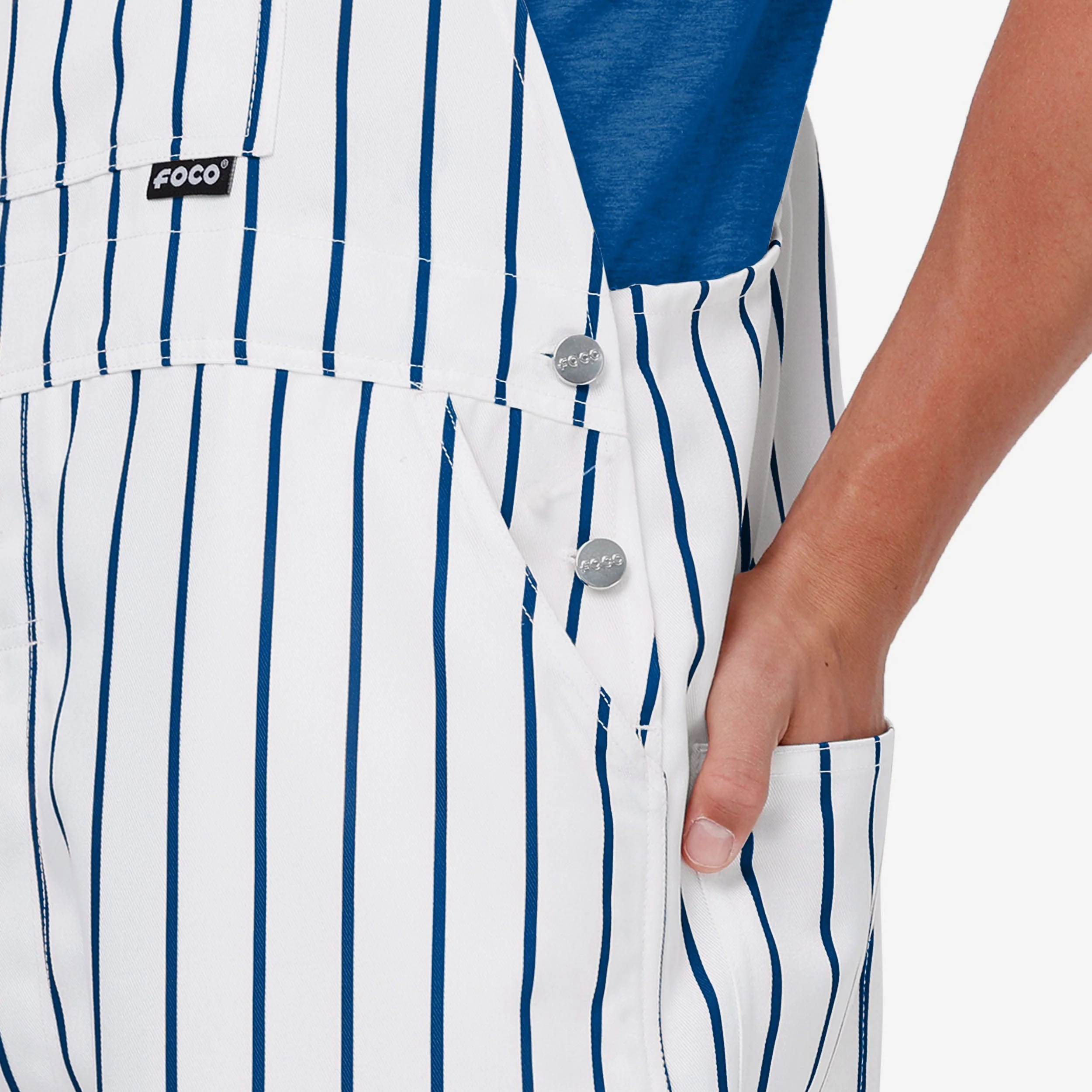 New York Mets Mens Pinstripe Bib Overalls - Image 5