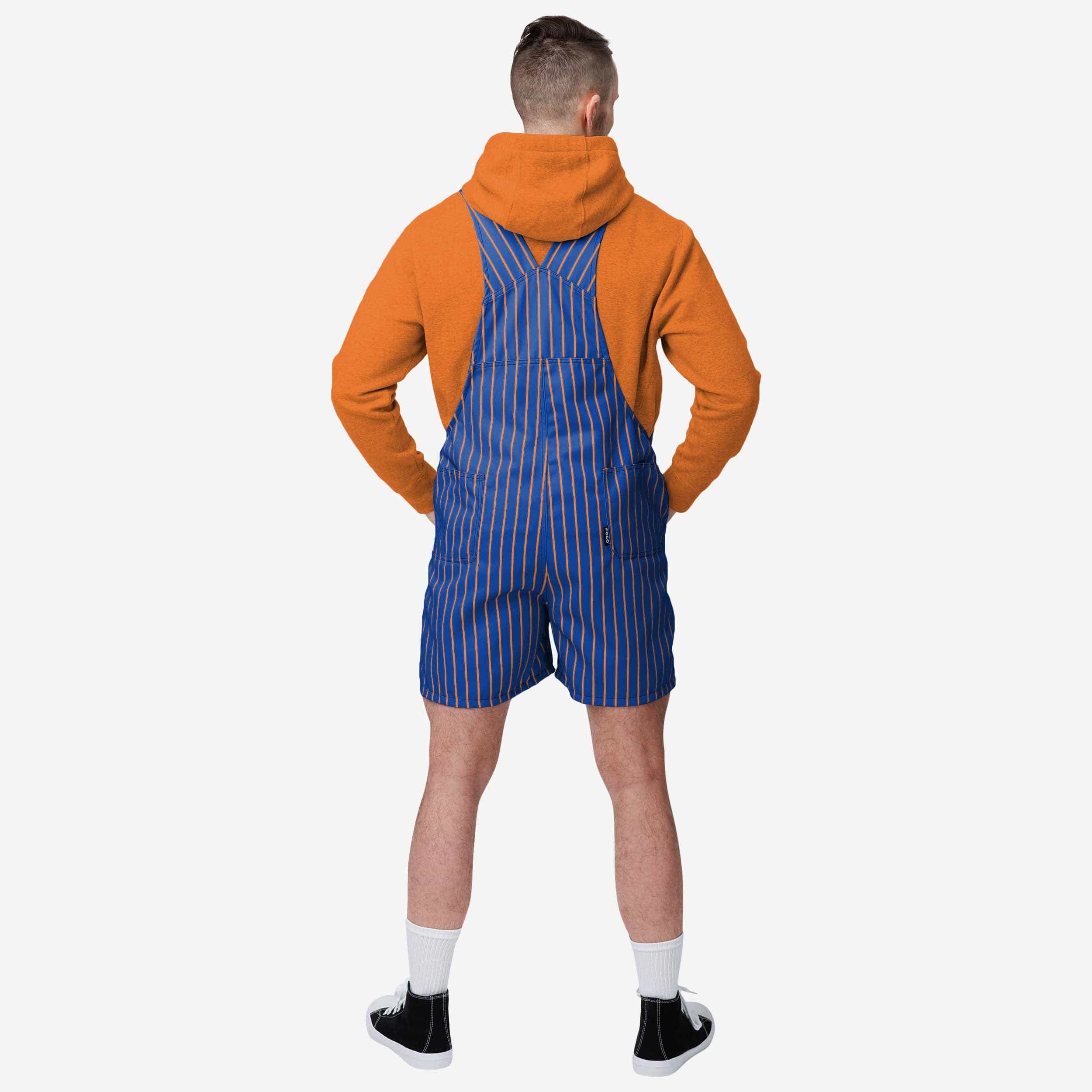New York Mets Mens Pinstripe Bib Shortalls - Image 2