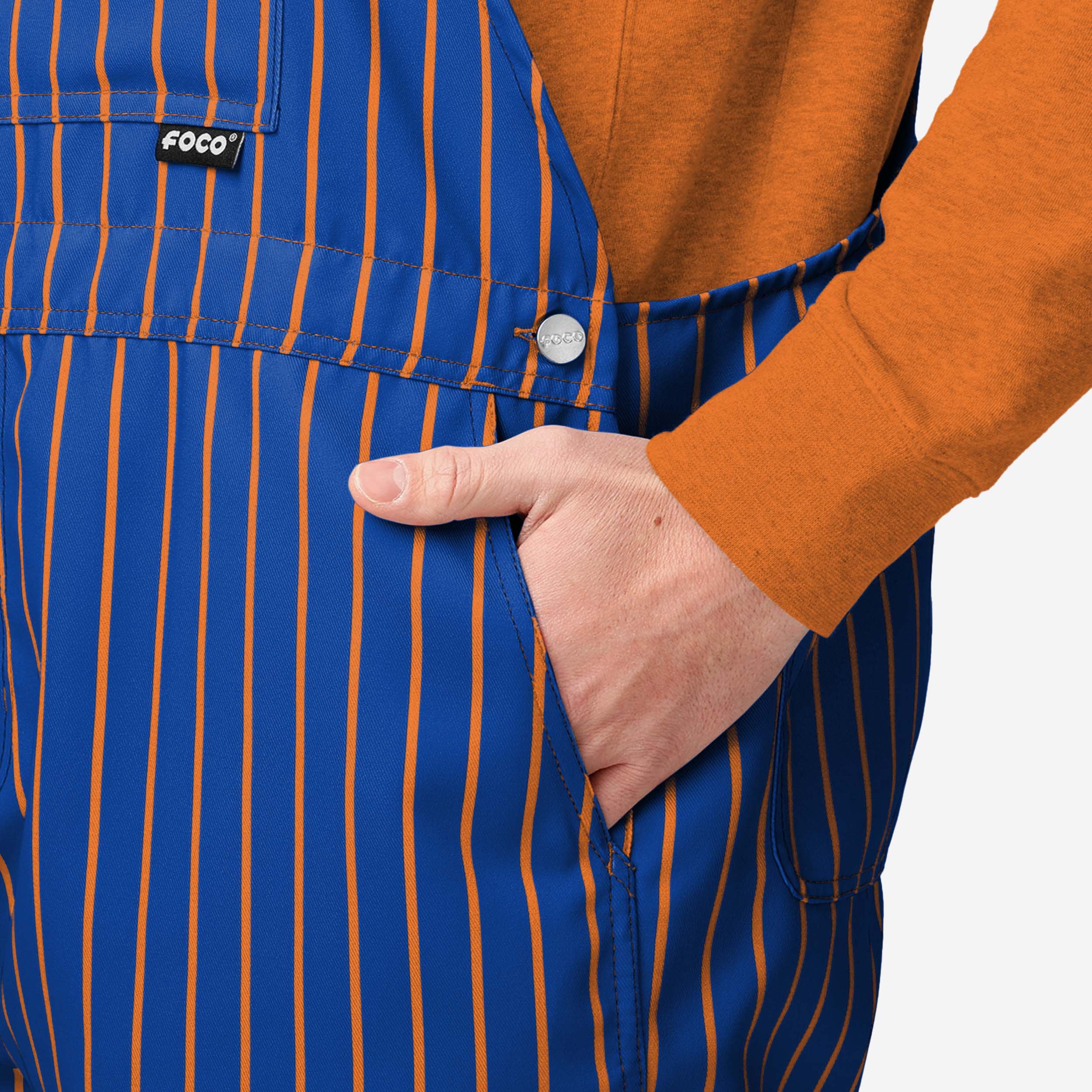 New York Mets Mens Pinstripe Bib Shortalls - Image 4