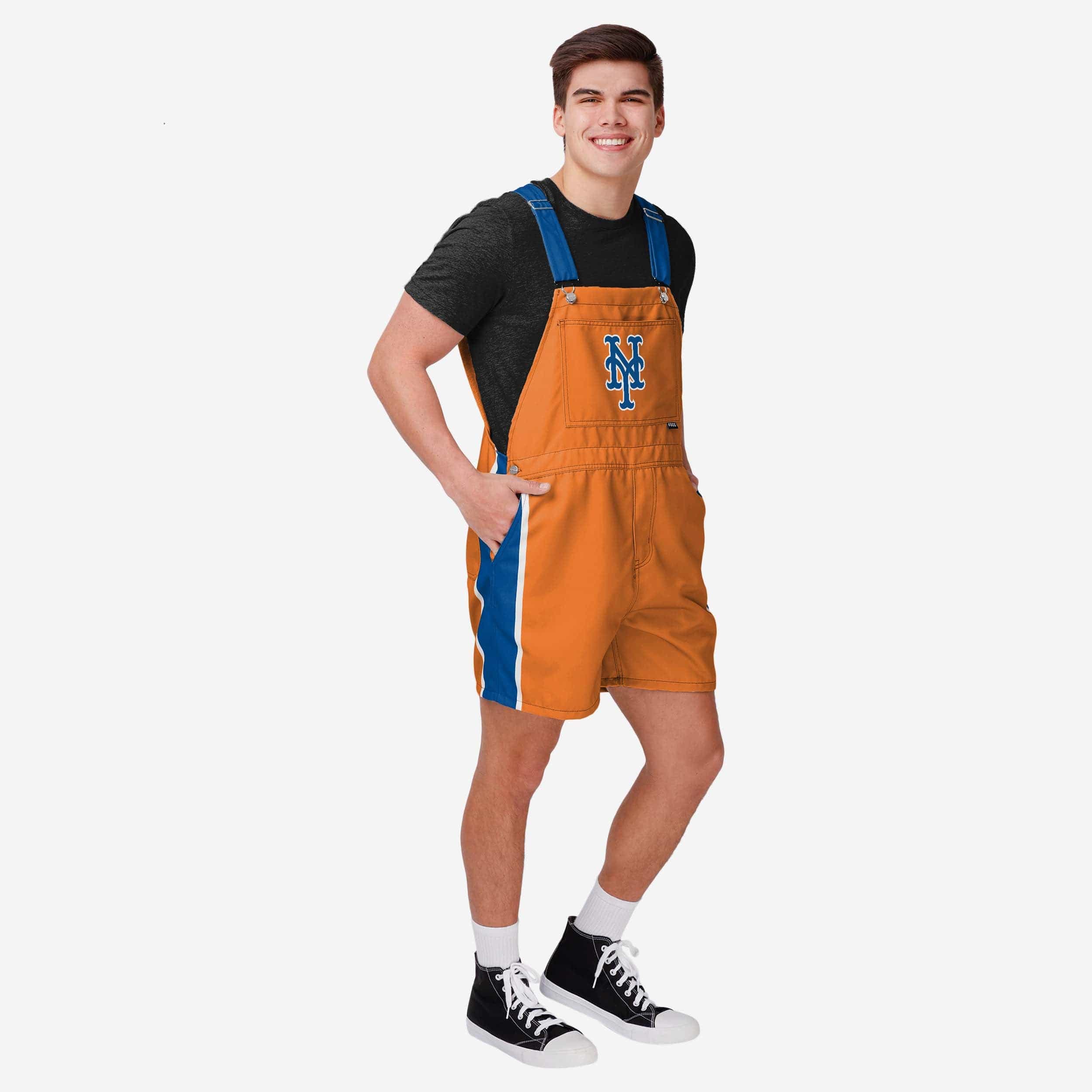 New York Mets Mens Team Stripe Bib Shortalls