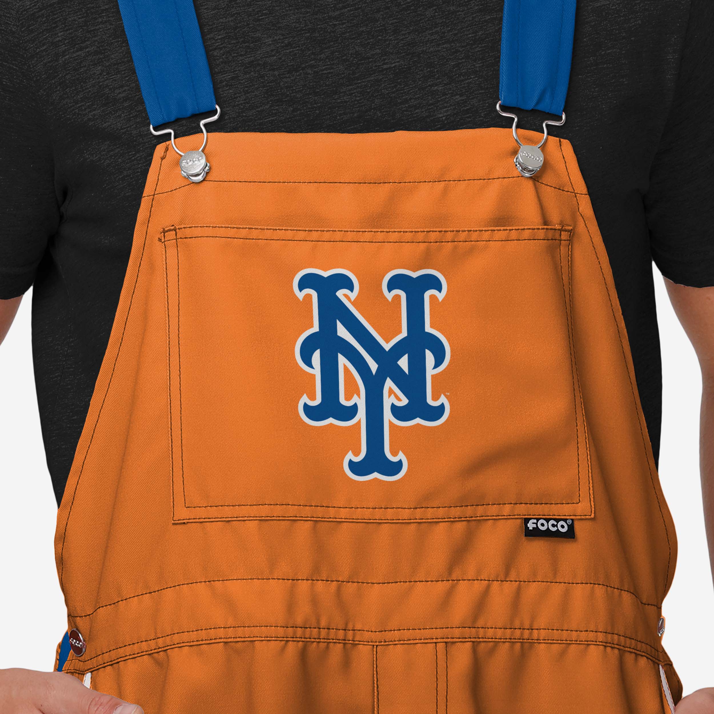 New York Mets Mens Team Stripe Bib Shortalls - Image 3