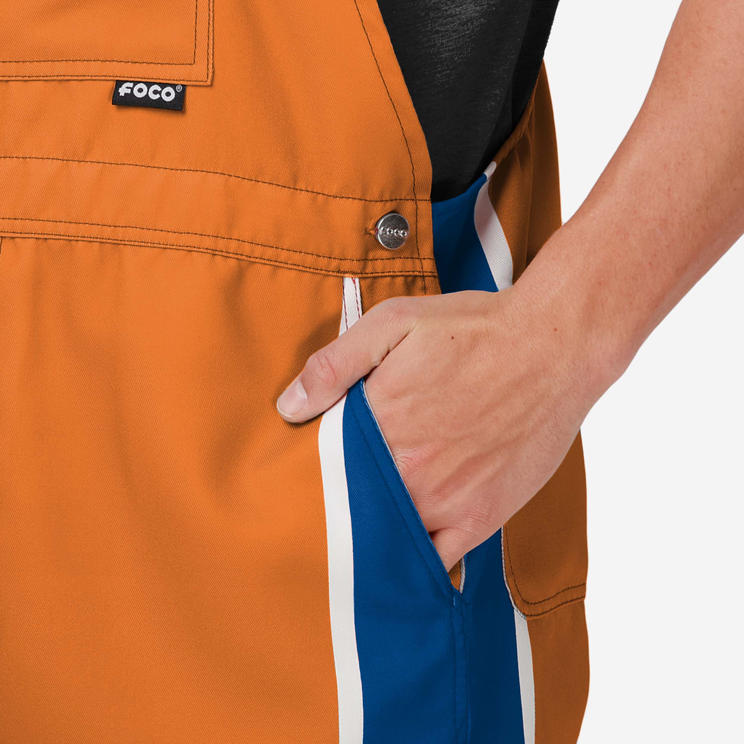 New York Mets Mens Team Stripe Bib Shortalls - Image 4