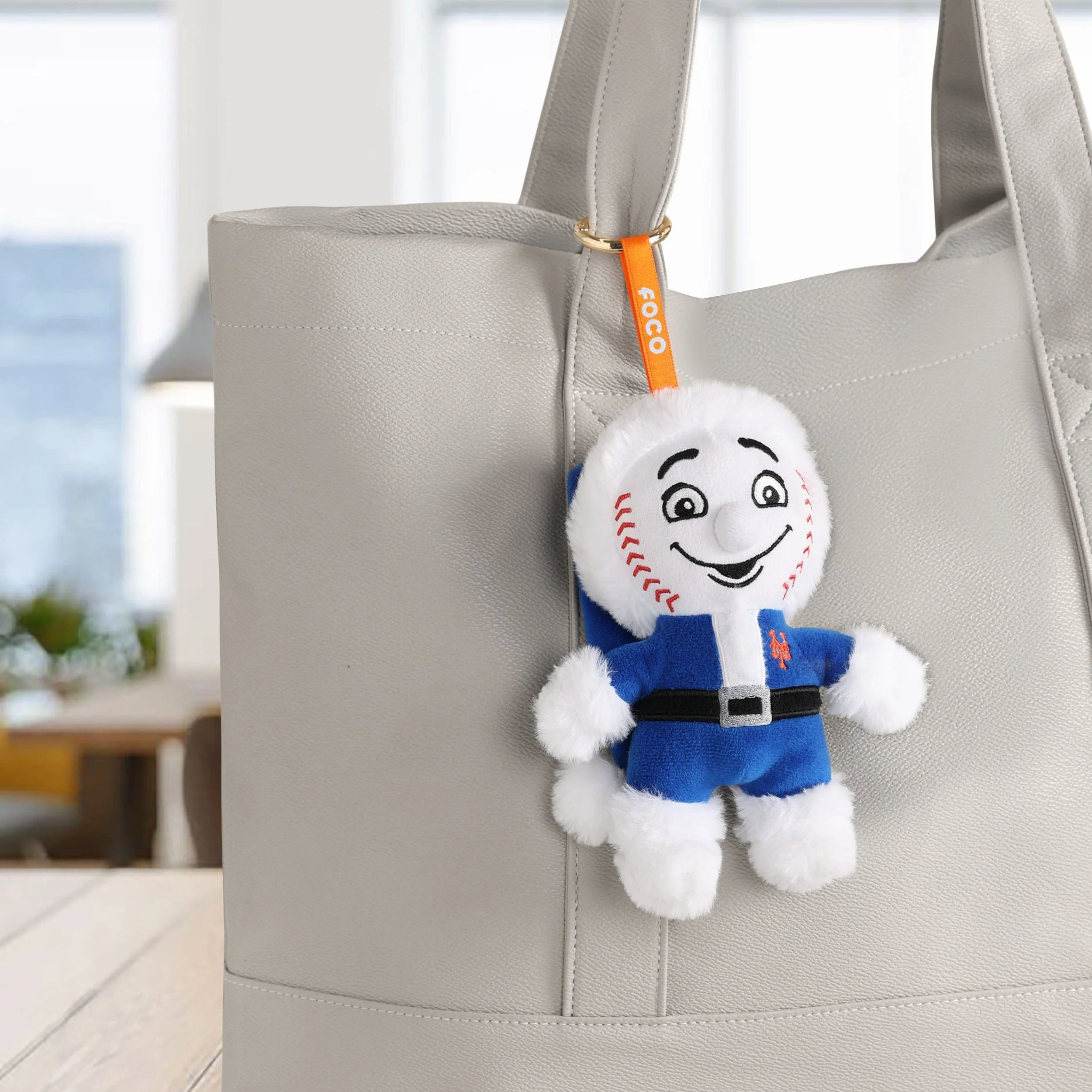 New York Mets Plush Mascot Santa Bag Charm Keychain - Image 2