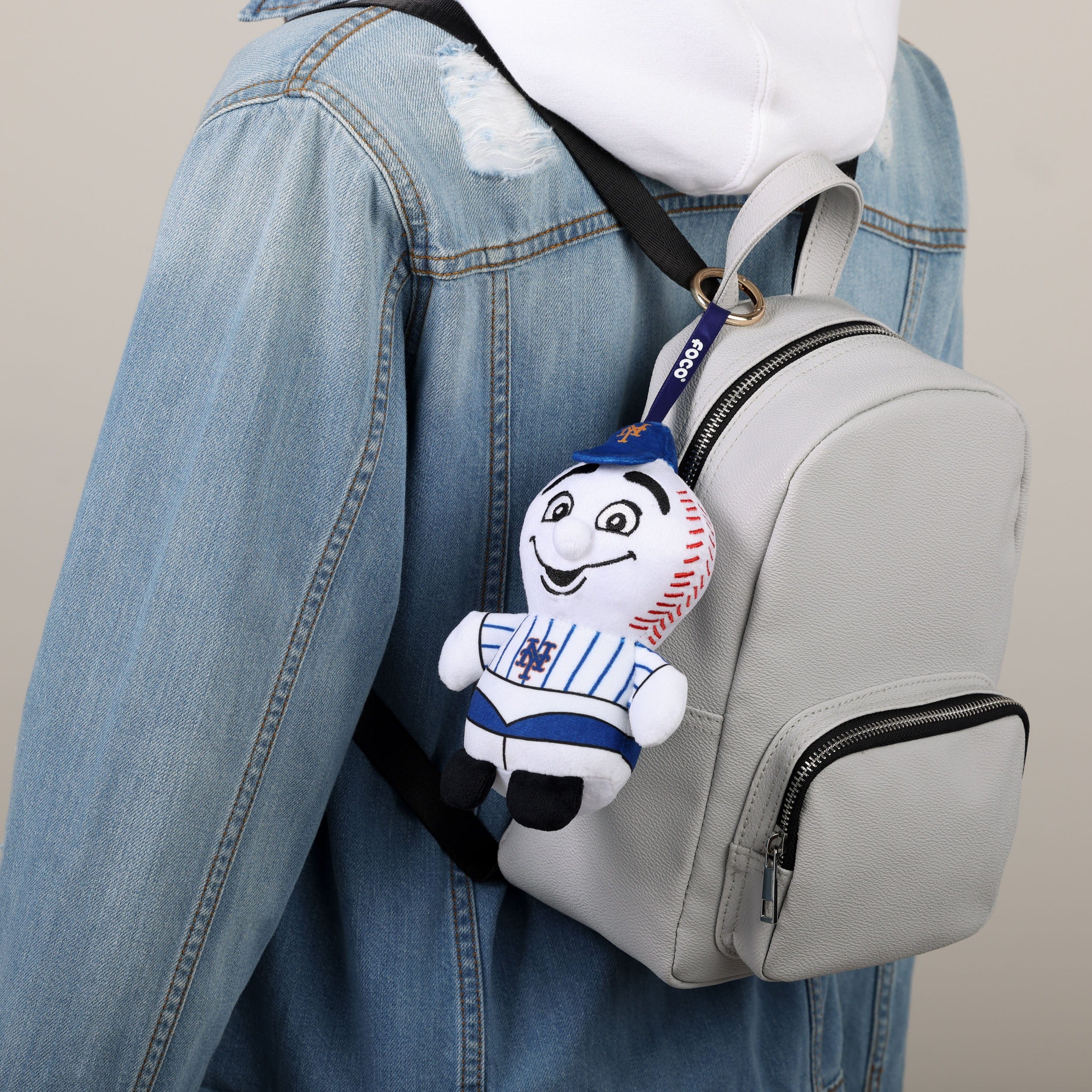 New York Mets Plush Teamie Beanie Mascot Bag Charm Keychain - Image 2