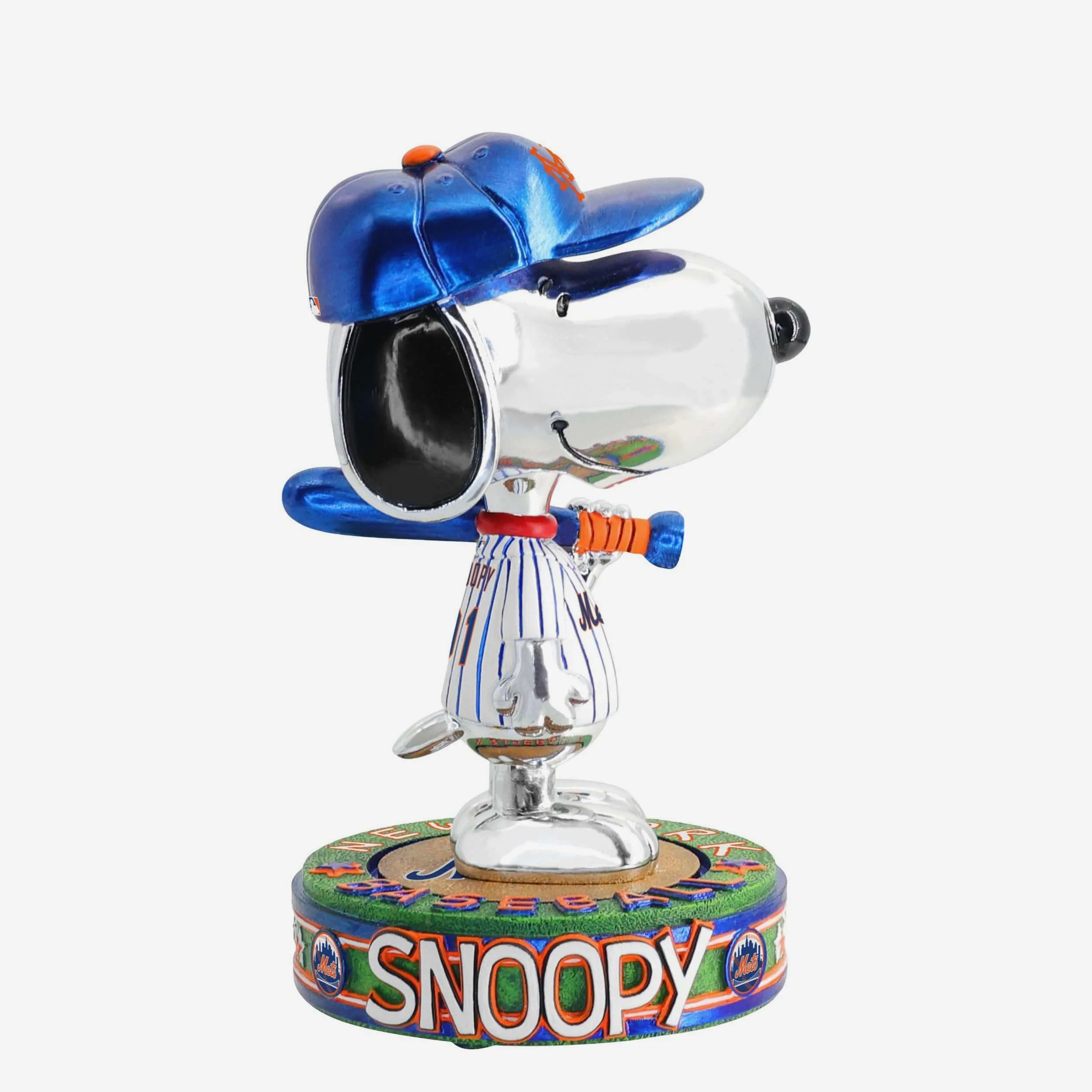 New York Mets Snoopy Peanuts Electroplated Bighead Bobblehead