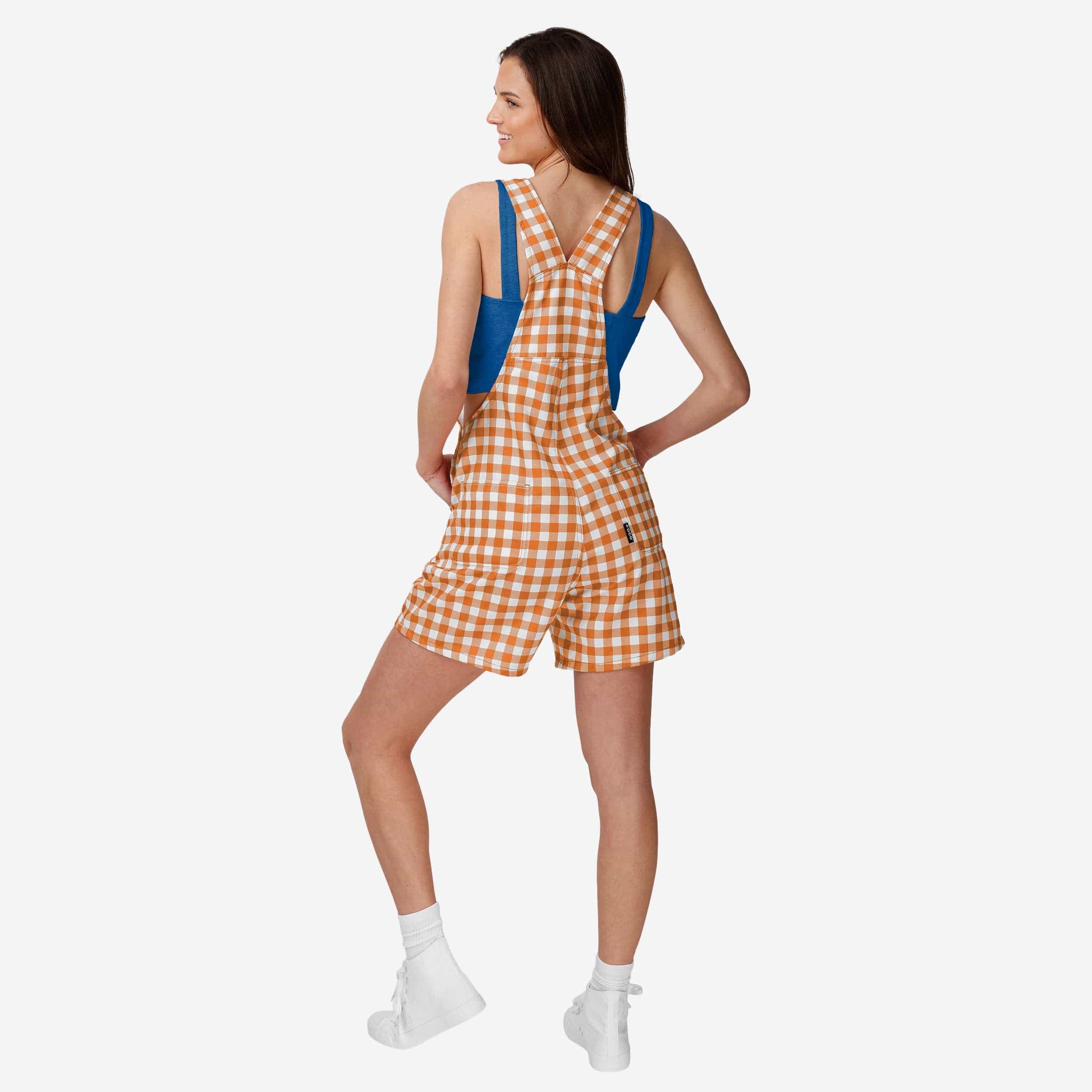 New York Mets Womens Gingham Check Bib Shortalls - Image 2