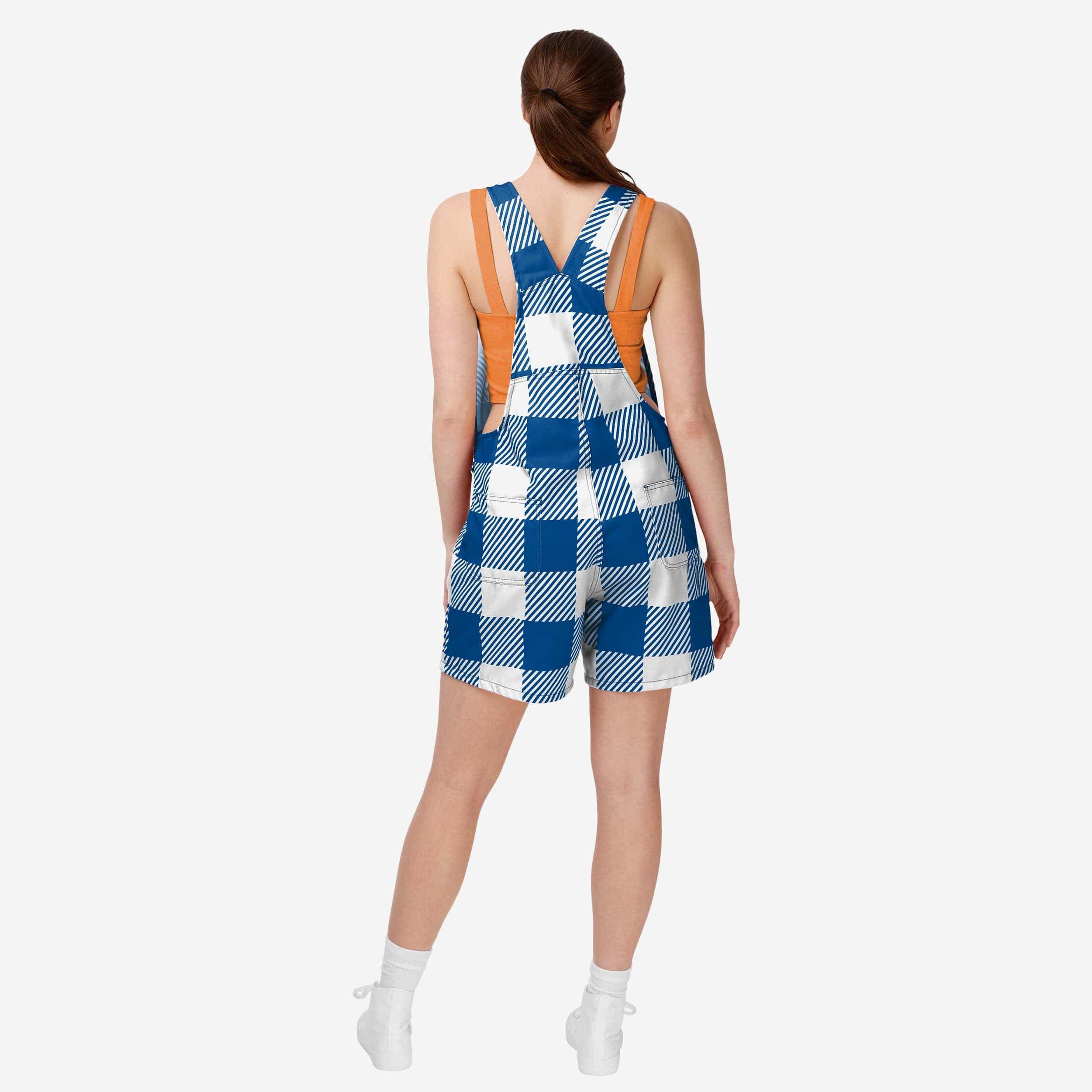New York Mets Womens Plaid Bib Shortalls - Image 2