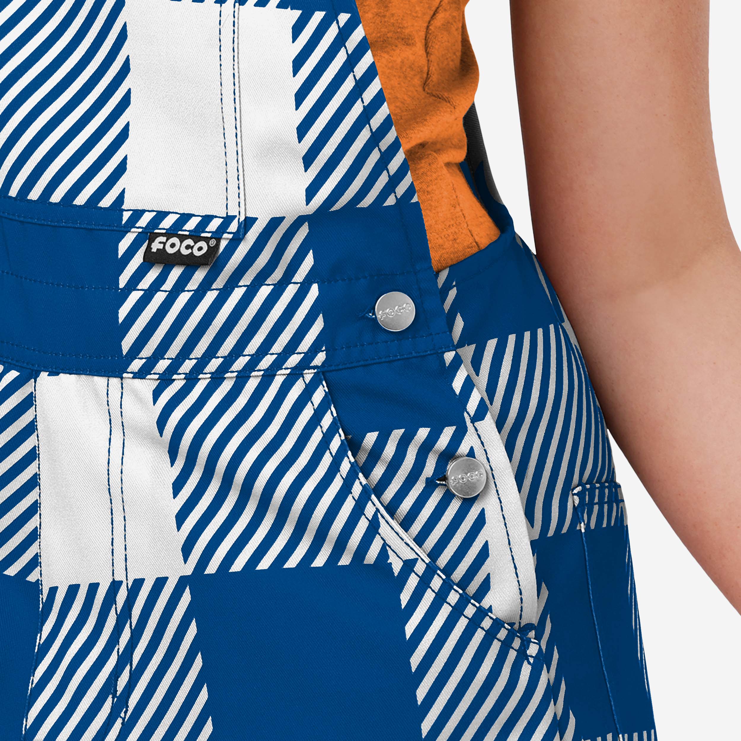 New York Mets Womens Plaid Bib Shortalls - Image 4