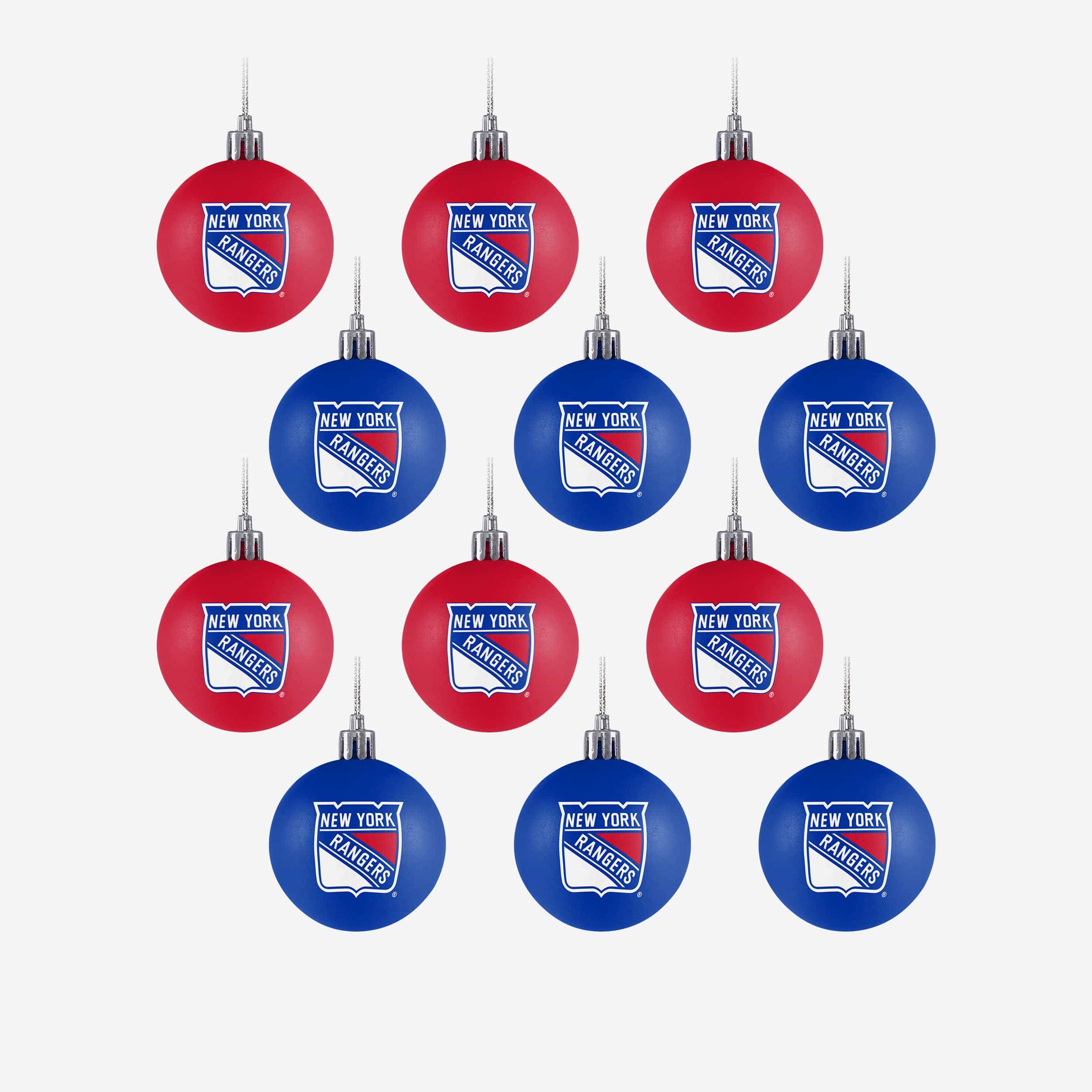 New York Rangers 12 Pack Plastic Ball Ornament Set