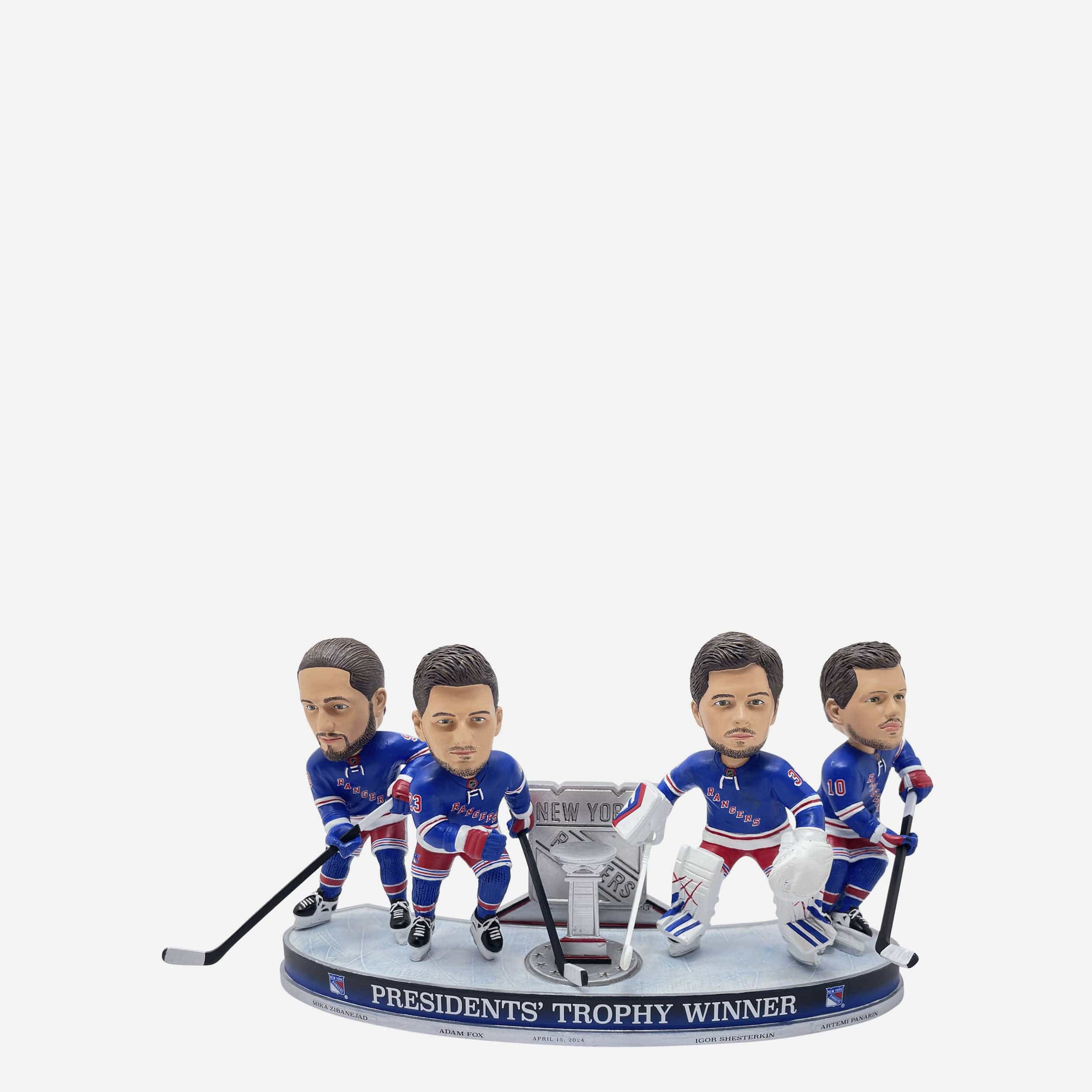 New York Rangers 2024 Presidents Trophy Mini Bobblehead Scene