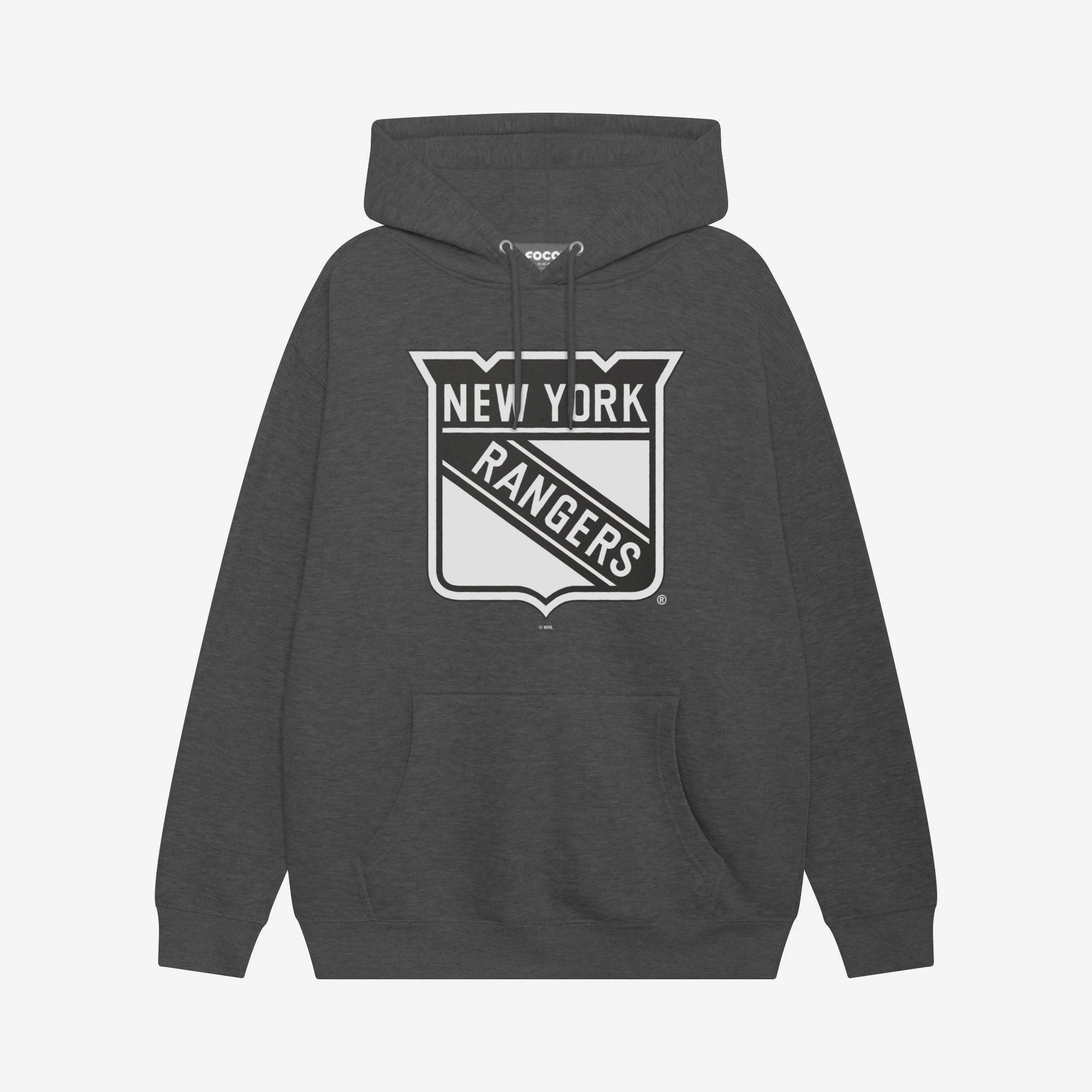 New York Rangers Black & White Primary Logo Hoodie