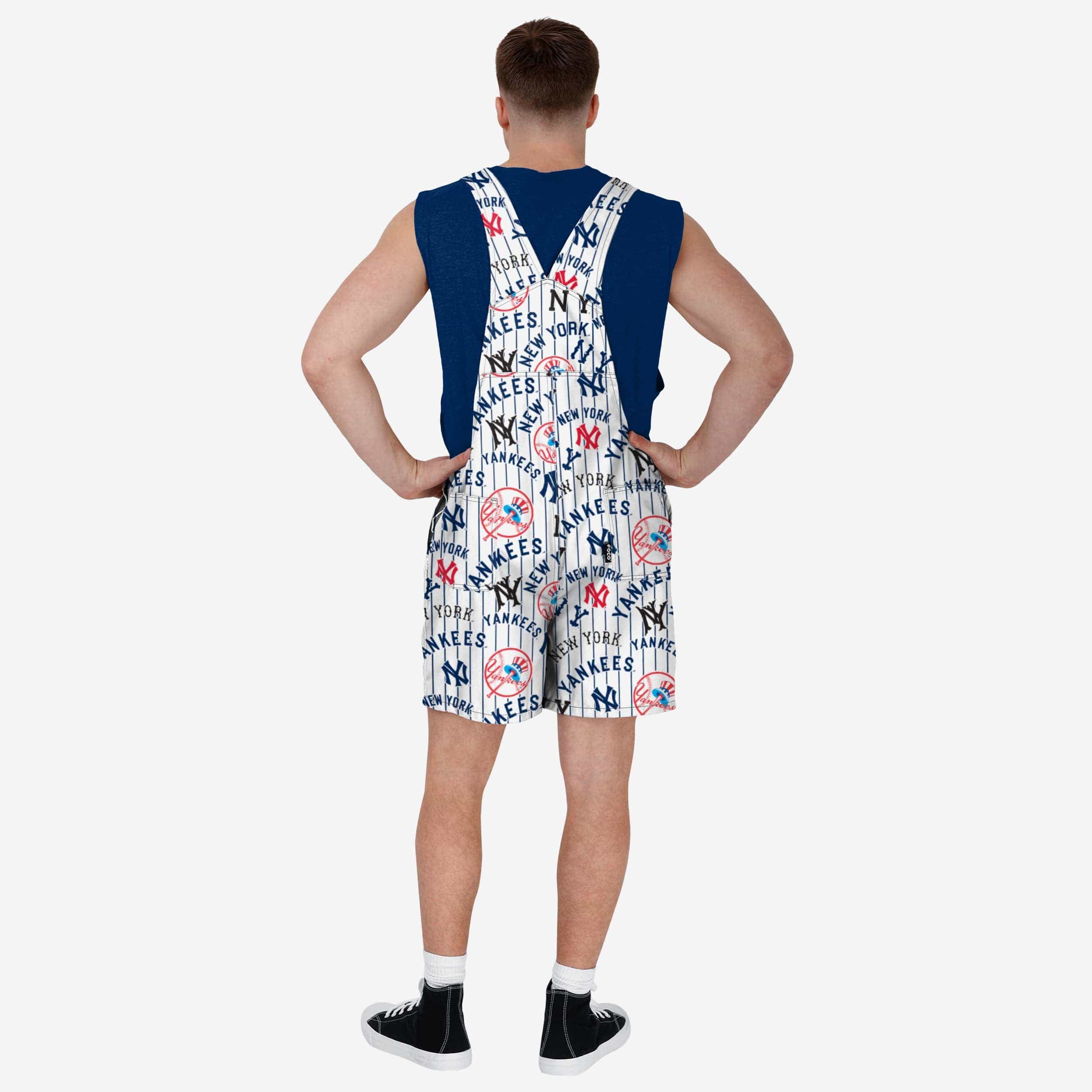 New York Yankees Mens Historic Print Bib Shortalls - Image 2
